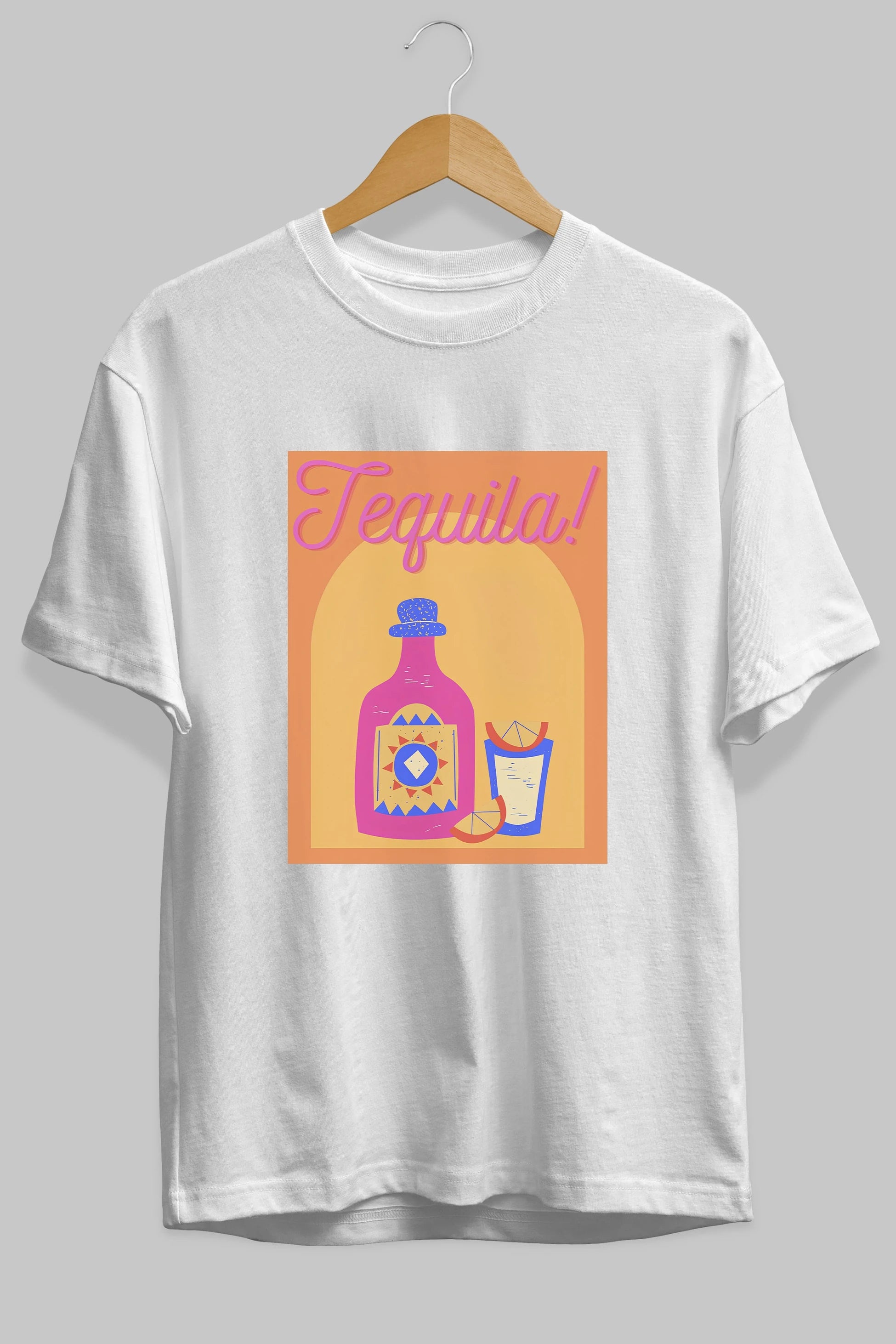 Tequila Ön Baskılı Oversize t-shirt Erkek Kadın Unisex %100 Pamuk Bisiklet Yaka tişort