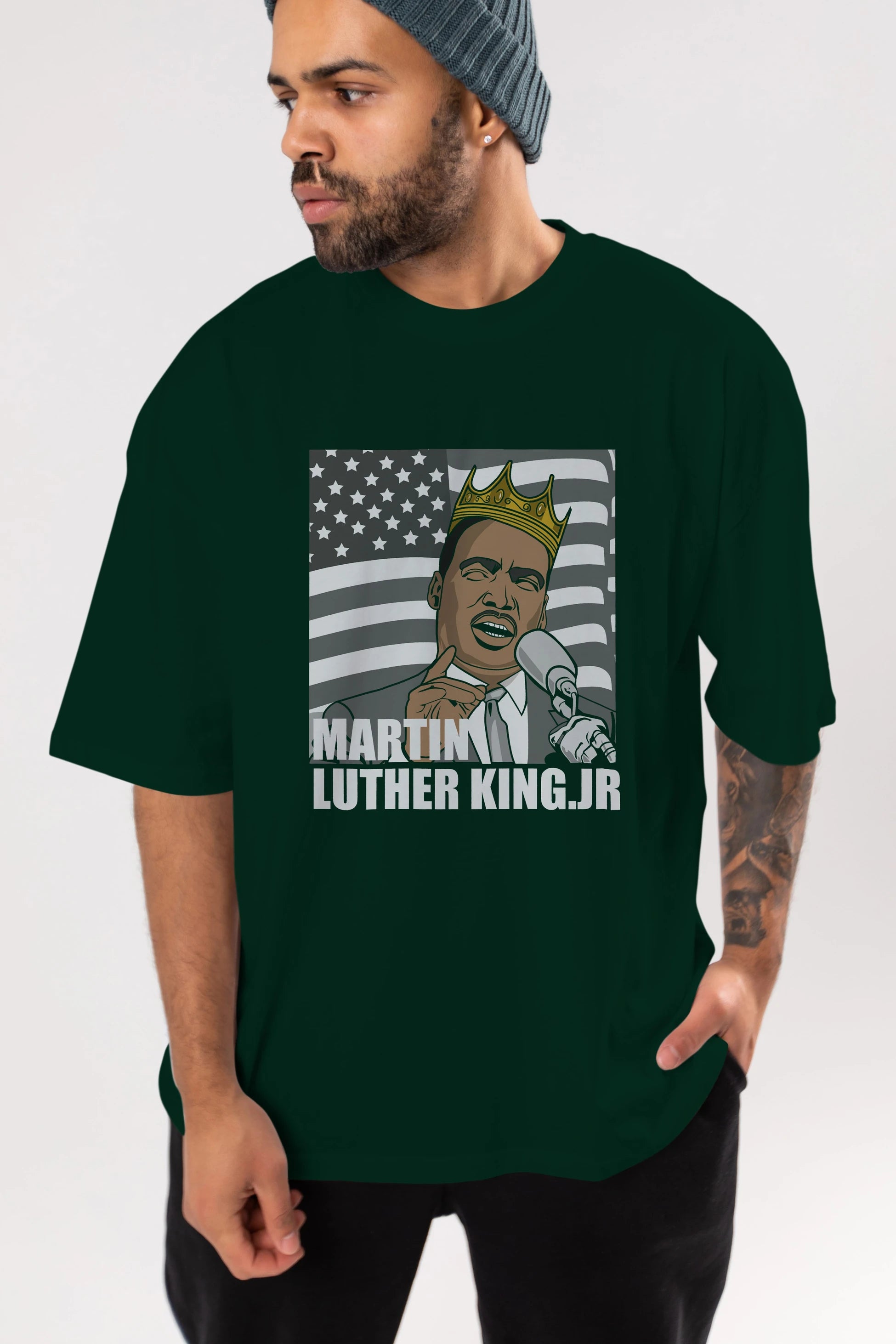 Luther King Ön Baskılı Oversize t-shirt Erkek Kadın Unisex %100 Pamuk tişort