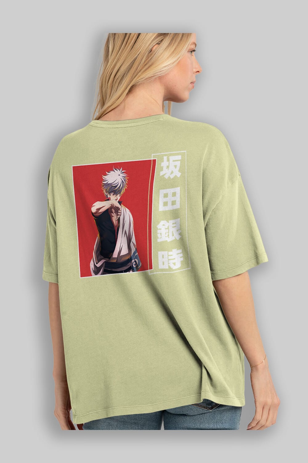 Gintoki Sakata GINTAMA 1 Anime Arka Baskılı Oversize t-shirt Erkek Kadın Unisex