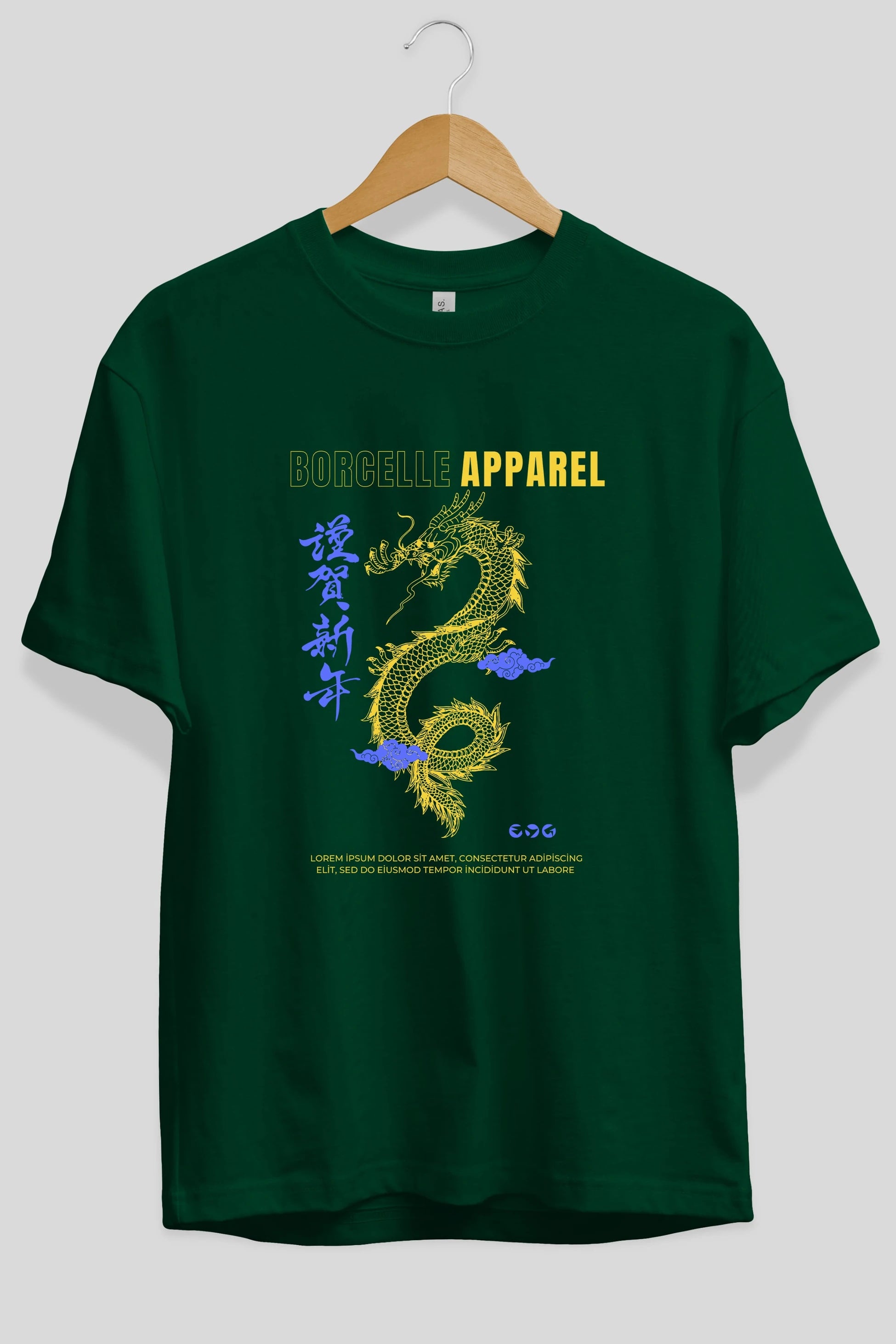 Borcelle Apparel Yazılı Ön Baskılı Oversize t-shirt Erkek Kadın Unisex