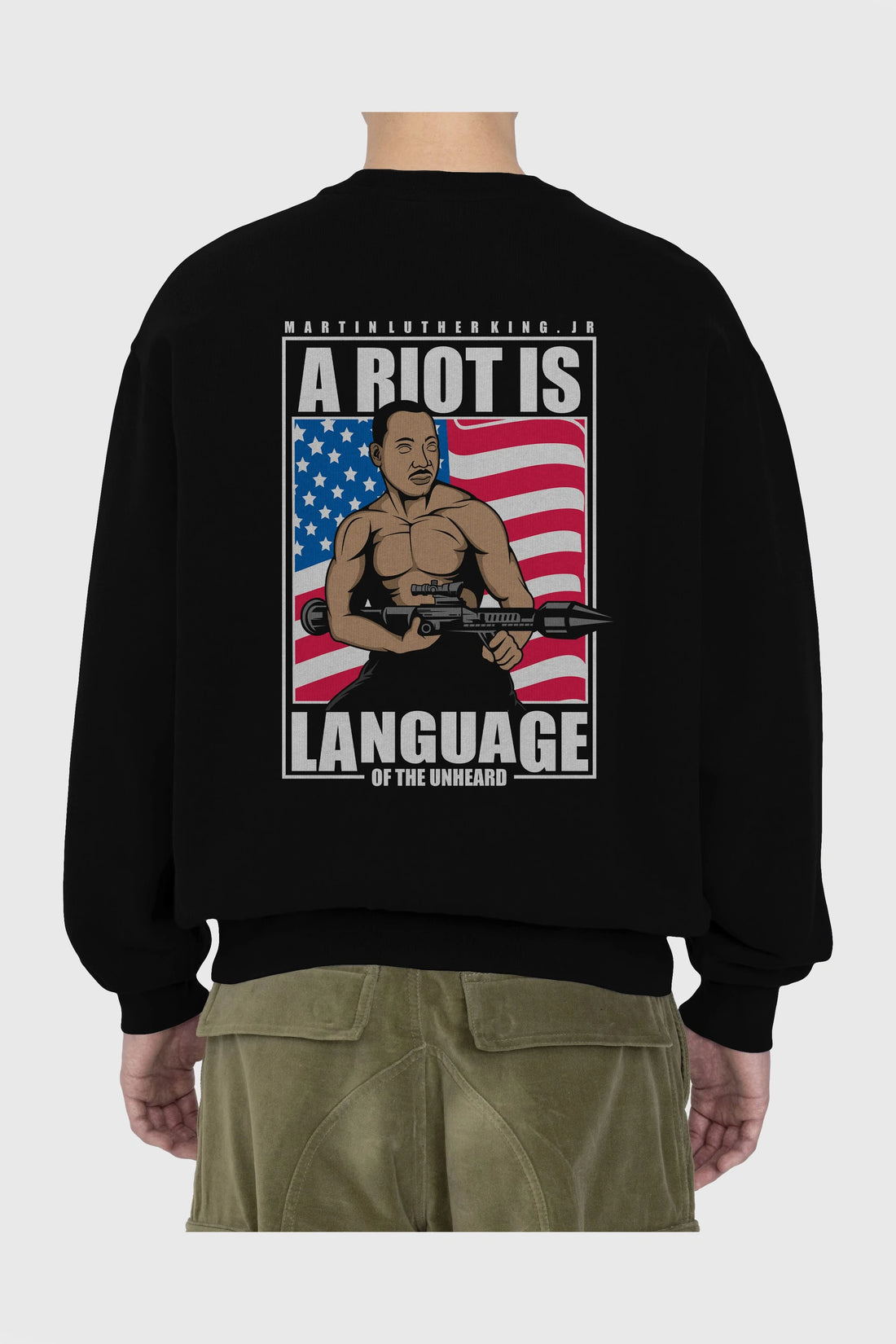 Luther King Jr Rambo Arka Baskılı Oversize Sweatshirt Erkek Kadın Unisex