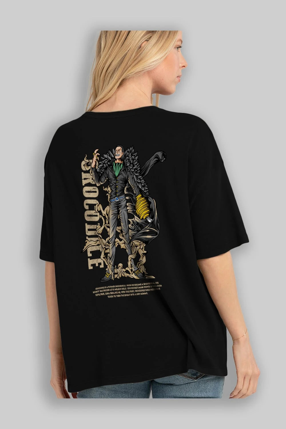 Crocodile Anime Arka Baskılı Oversize t-shirt Erkek Kadın Unisex