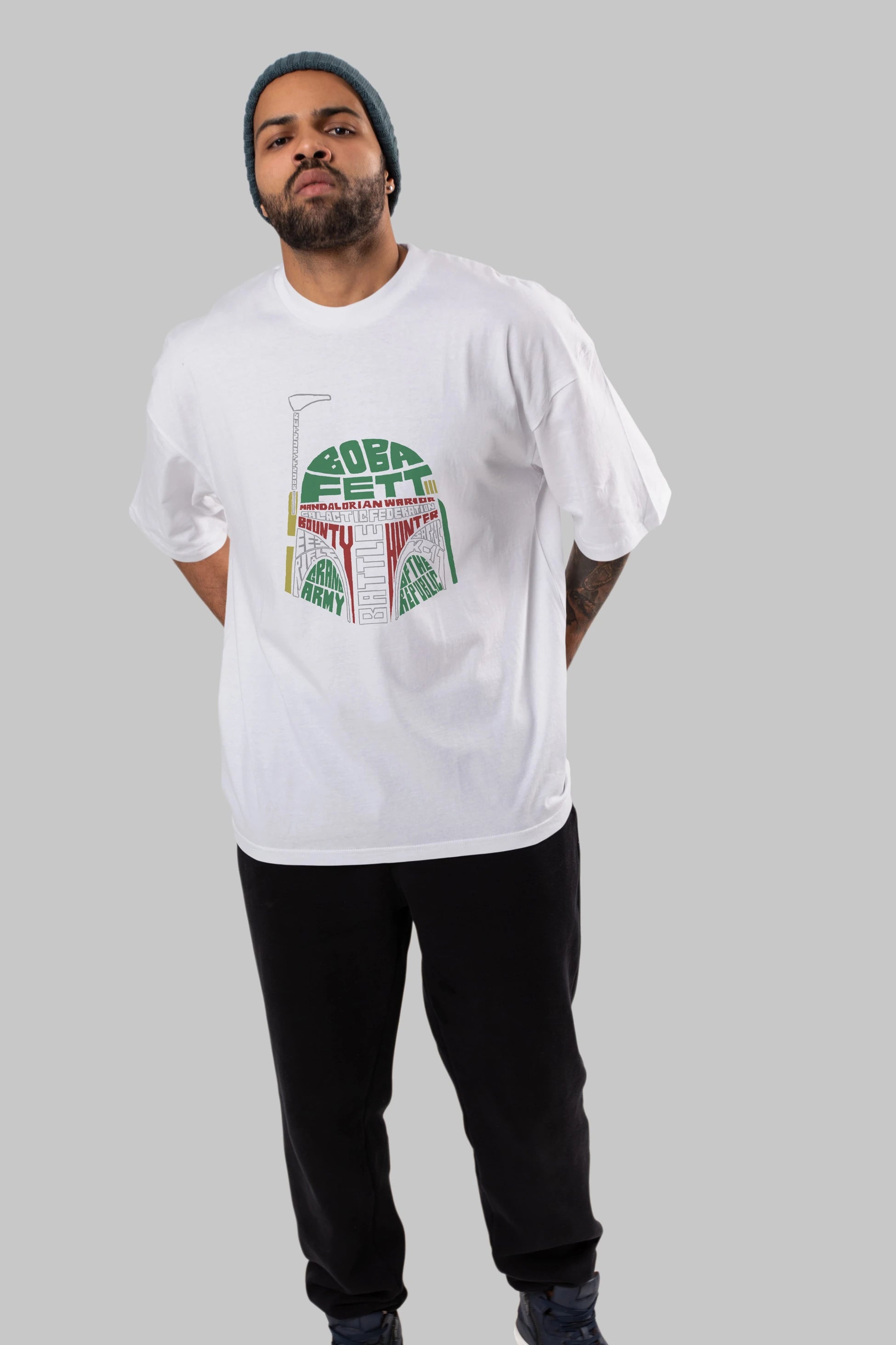 Boba Fett (2) Ön Baskılı Oversize t-shirt %100 pamuk Erkek Kadın Unisex