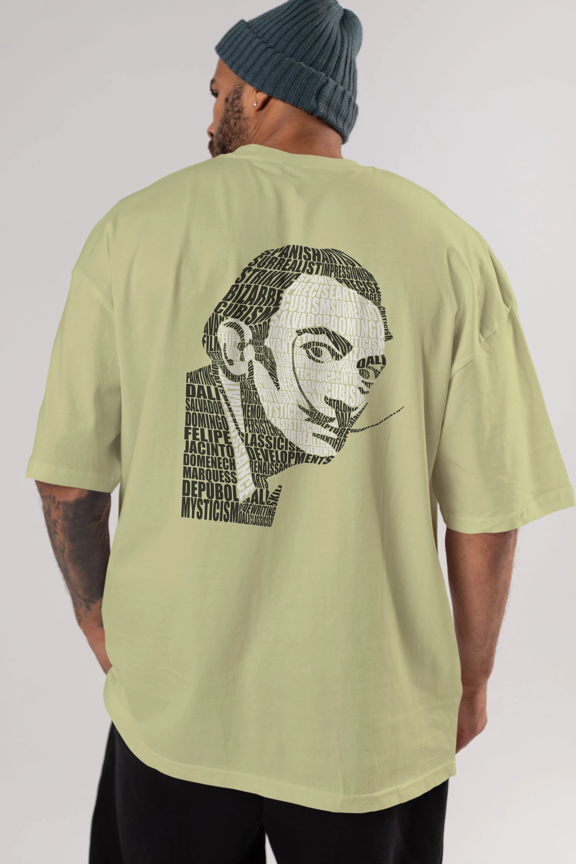 Salvador Dali Calligram Arka Baskılı Oversize t-shirt %100 pamuk Erkek Kadın Unisex