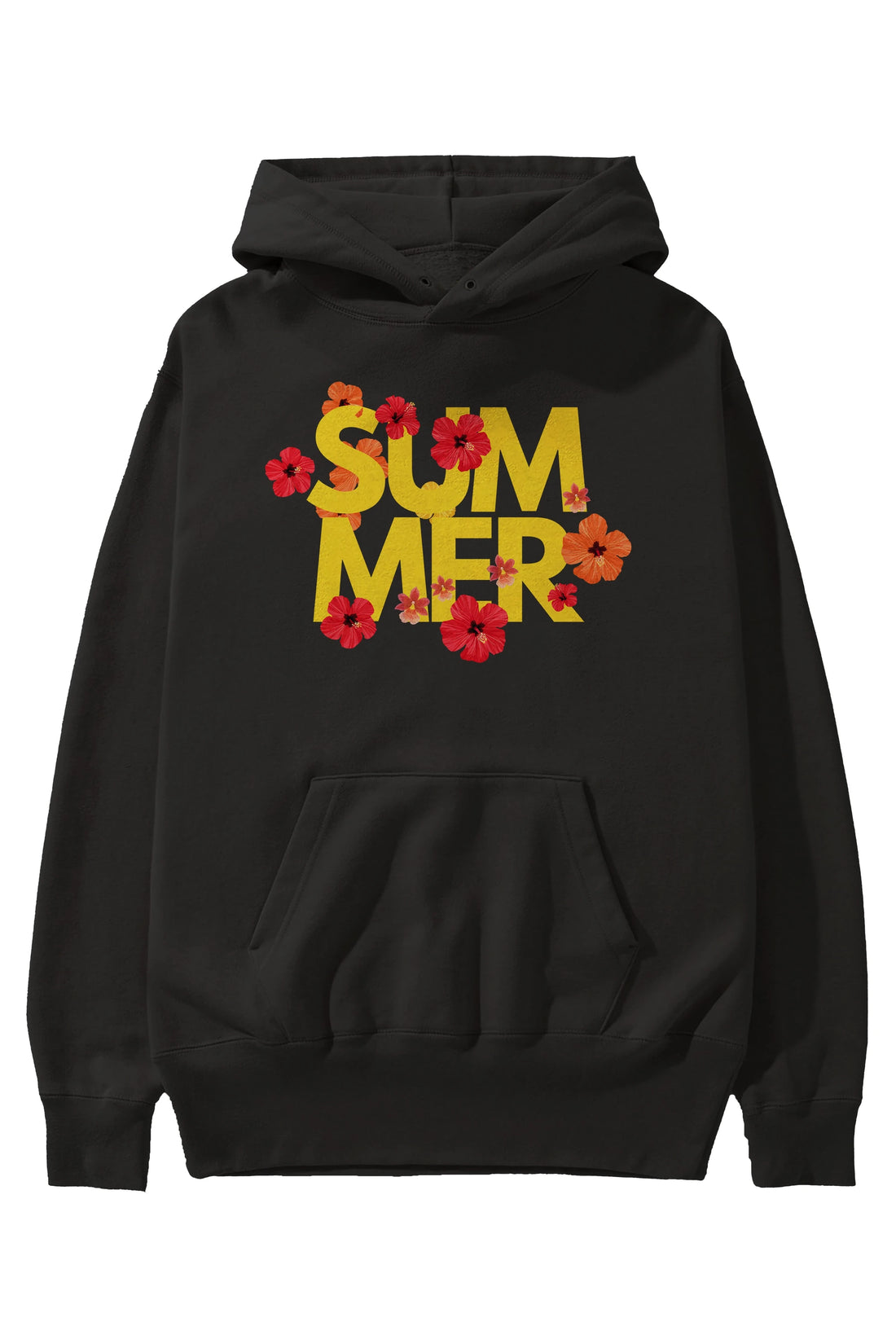 Summer Yazılı 2 Ön Baskılı Oversize Hoodie Kapüşonlu Sweatshirt Erkek Kadın Unisex