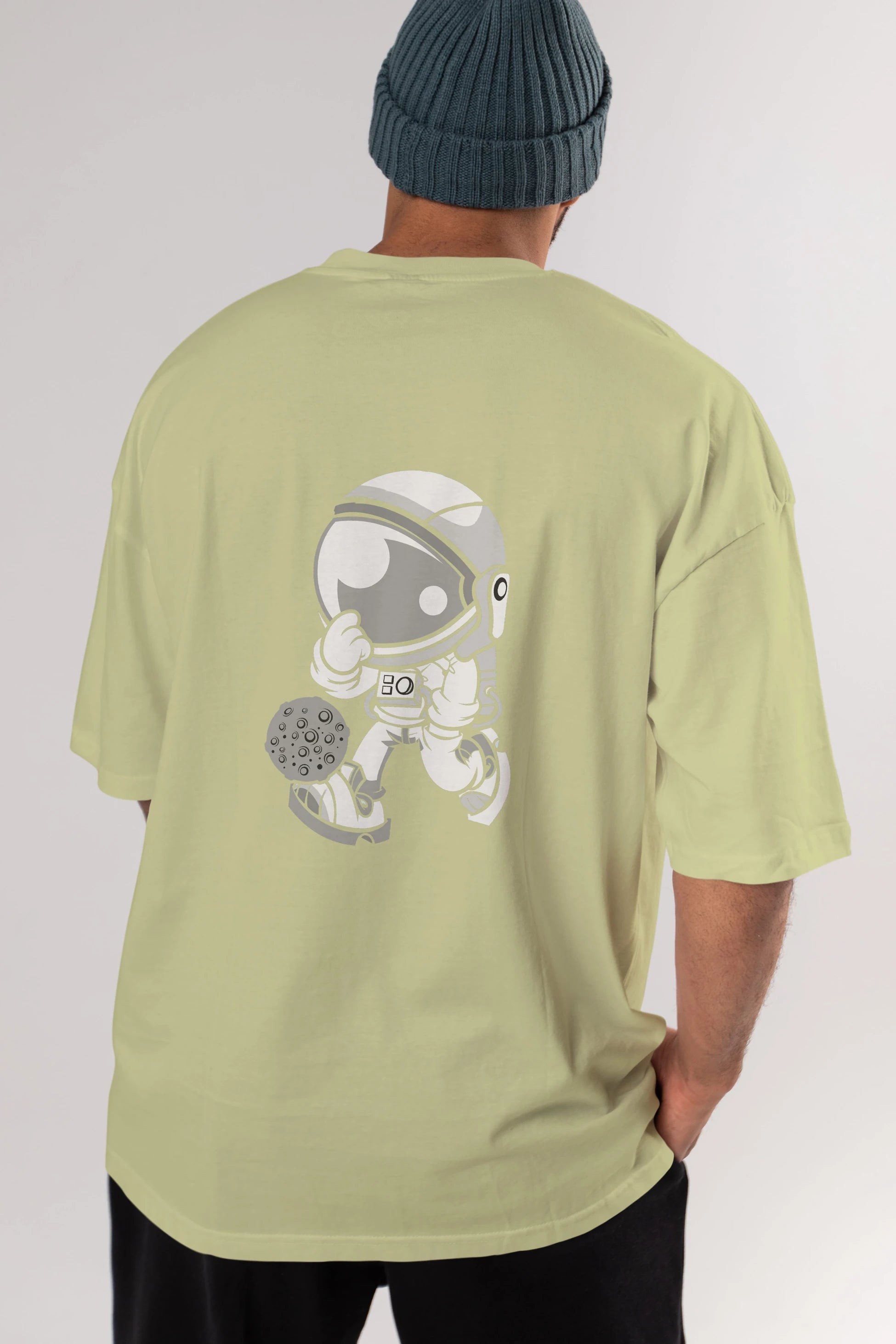 Street Astronaut Arka Baskılı Oversize t-shirt Erkek Kadın Unisex %100 Pamuk tişort