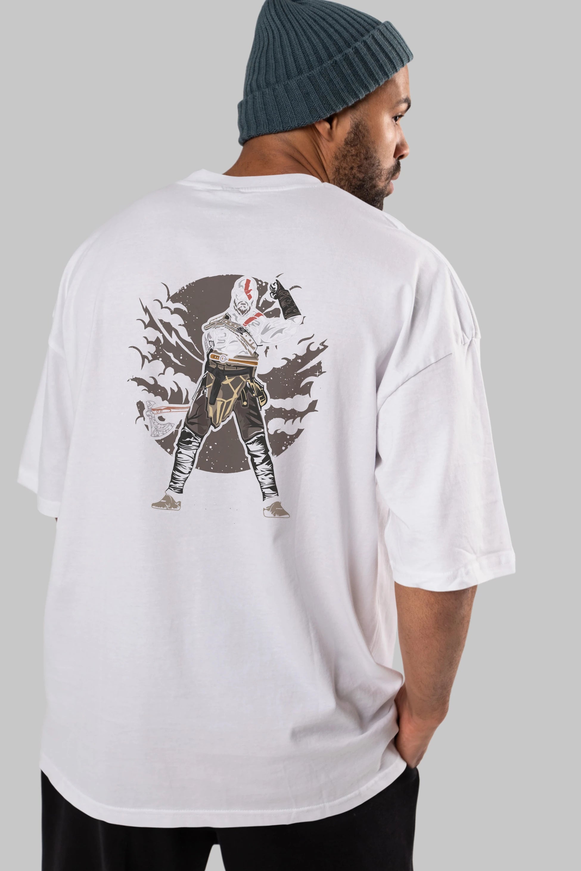 GOD OF WAR Arka Baskılı Oversize t-shirt Erkek Kadın Unisex %100 Pamuk