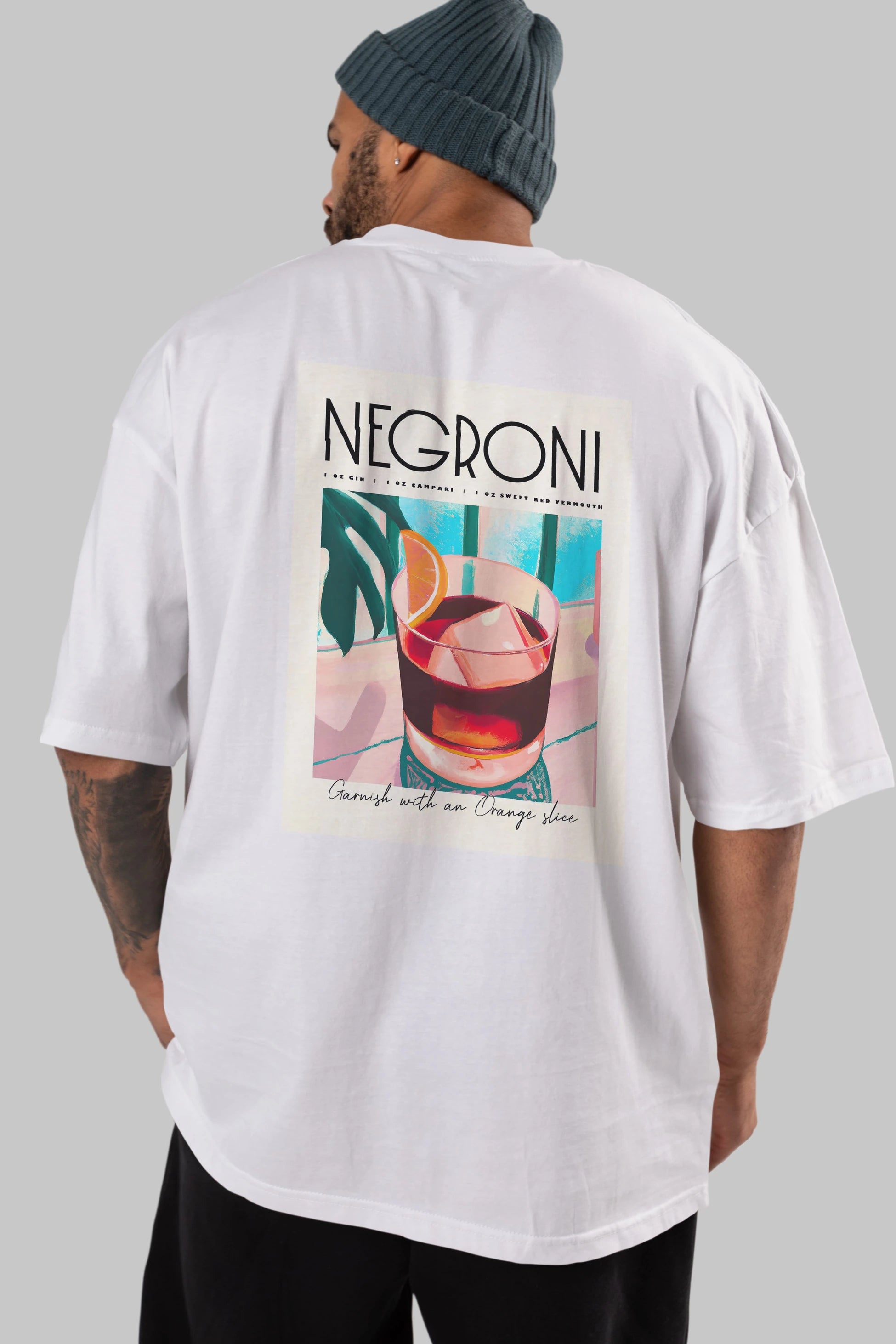 Negroni 4 Arka Baskılı Oversize t-shirt Erkek Kadın Unisex %100 Pamuk Bisiklet Yaka tişort