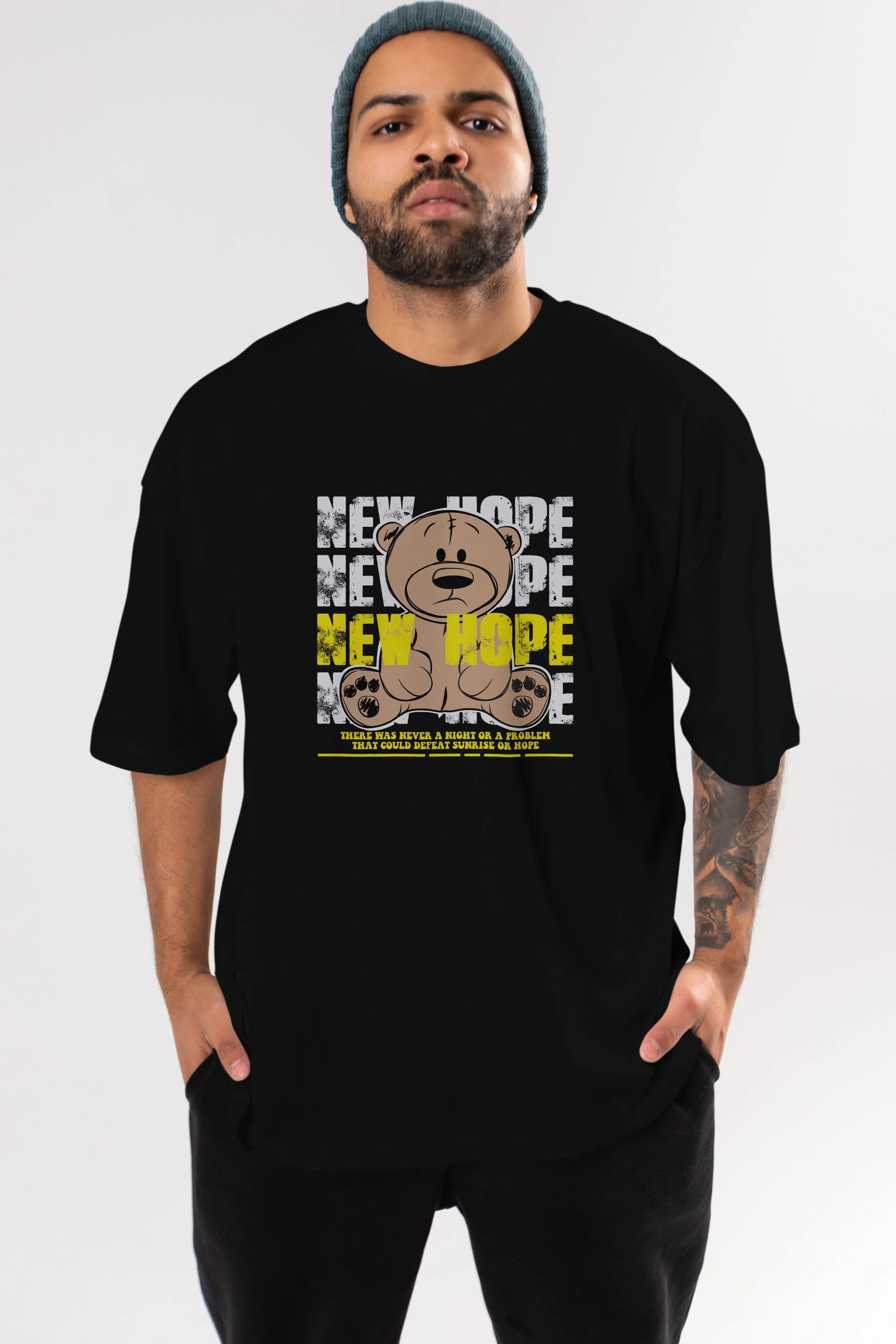 Teddy Bear New Hope Ön Baskılı Oversize t-shirt Erkek Kadın Unisex