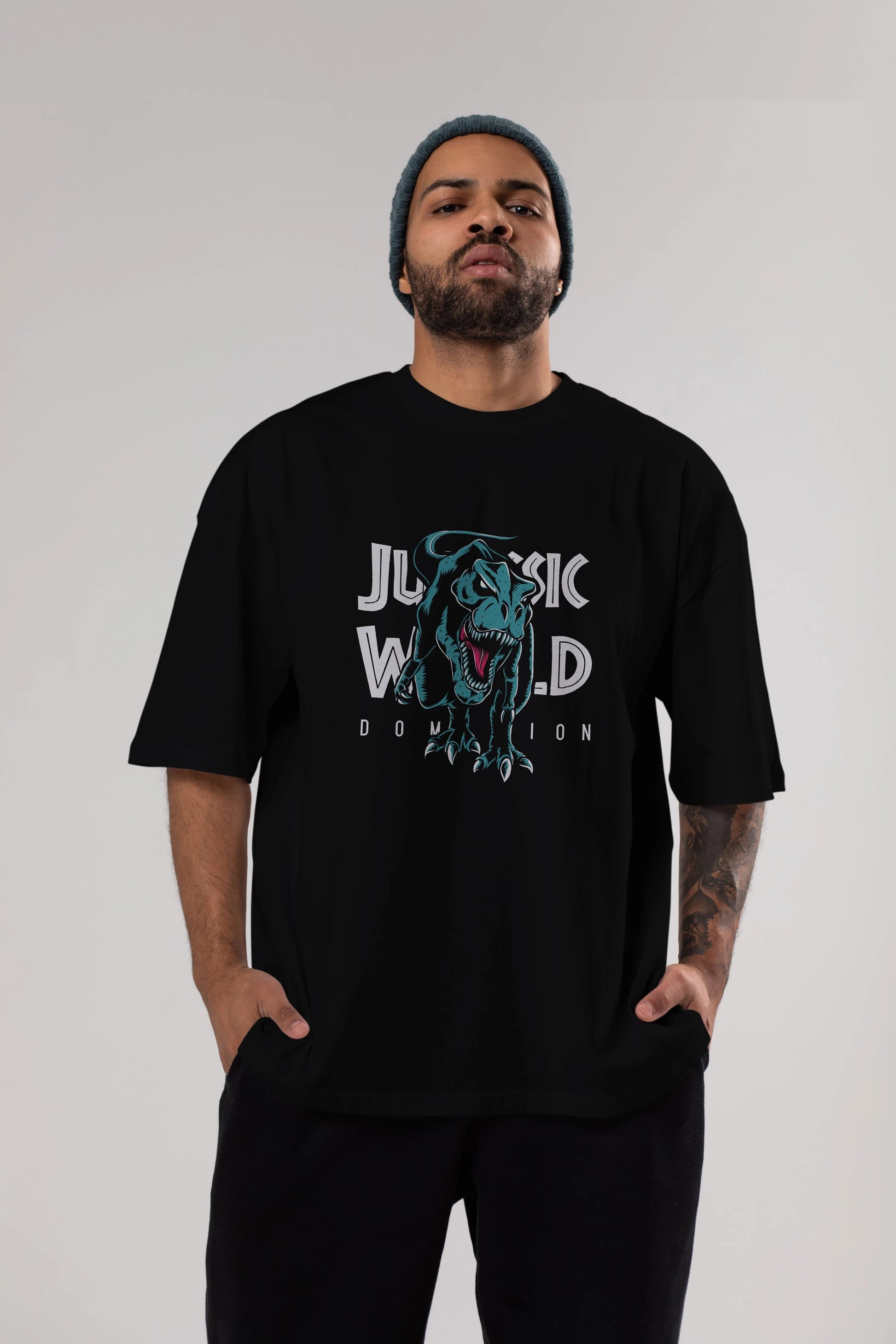 Jurassic Park (1) Ön Baskılı Oversize t-shirt Erkek Kadın Unisex %100 Pamuk Bisiklet Yaka tişort