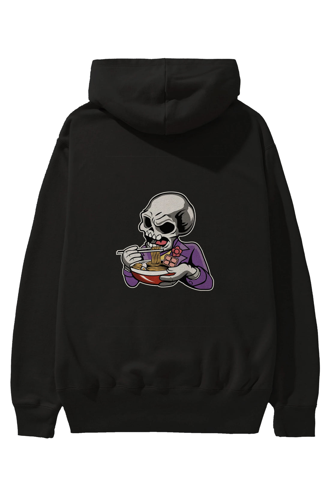 Skull Ramen Arka Baskılı Hoodie Oversize Kapüşonlu Sweatshirt Erkek Kadın Unisex