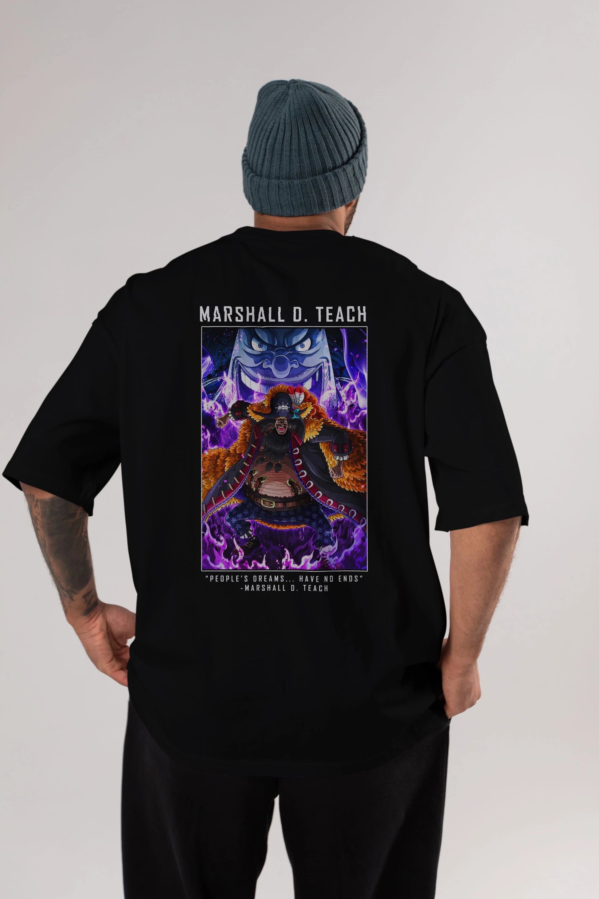 Blackbeard Anime Arka Baskılı Oversize t-shirt Erkek Kadın Unisex %100 pamuk tişort