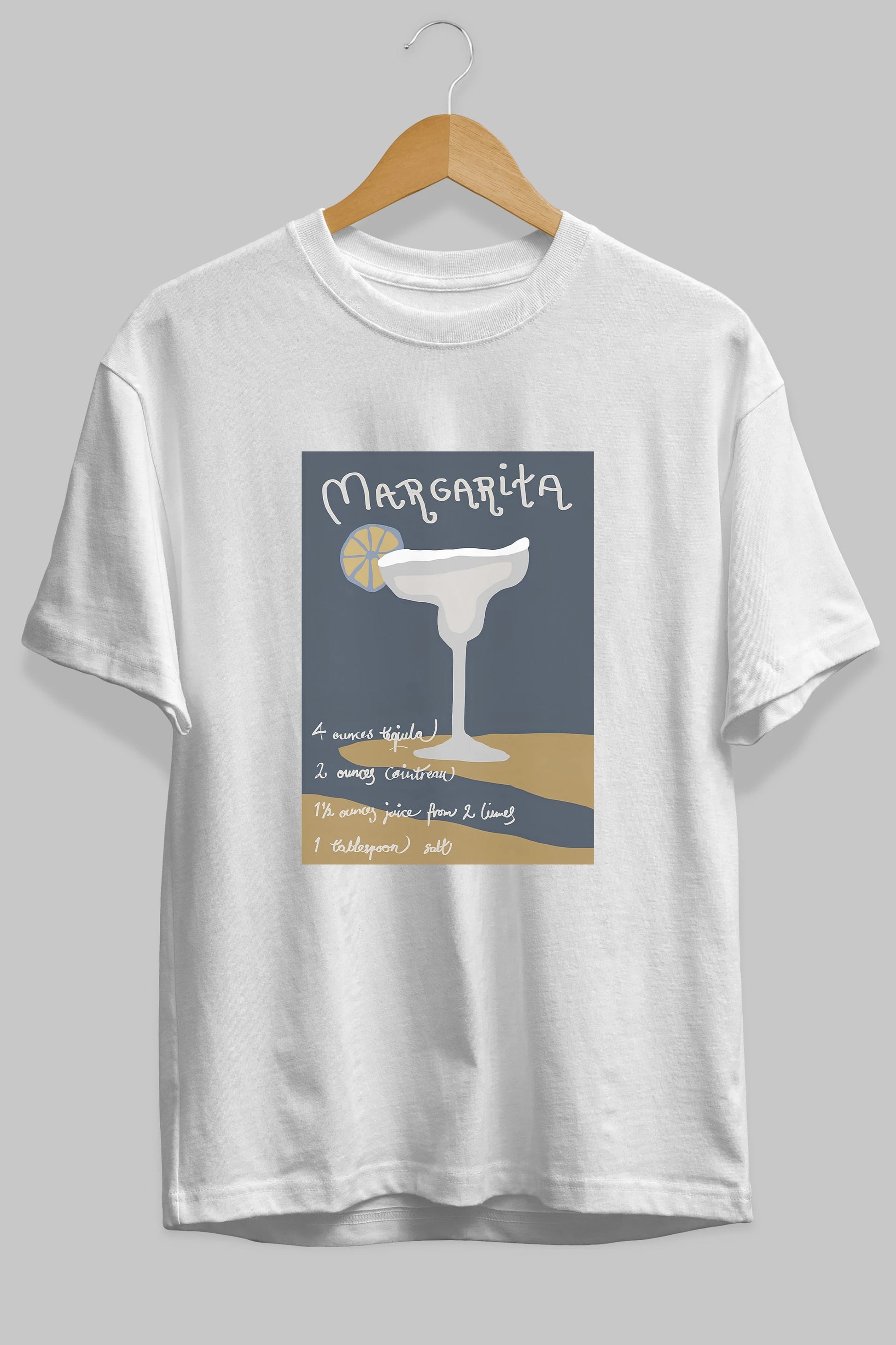 Margarita 2 Ön Baskılı Oversize t-shirt Erkek Kadın Unisex %100 Pamuk Bisiklet Yaka tişort