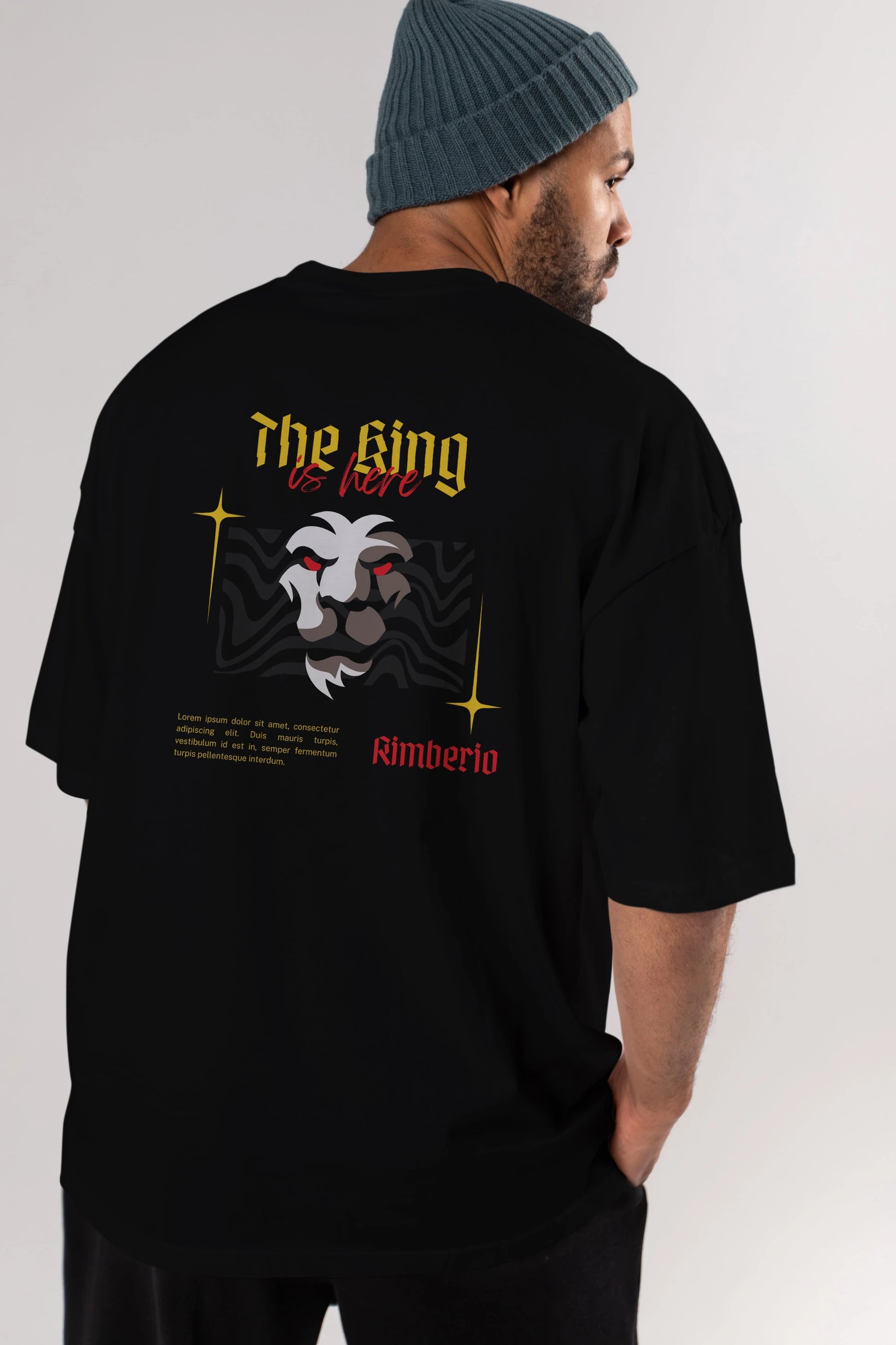 The King is Here Yazılı Arka Baskılı Oversize t-shirt Erkek Kadın Unisex