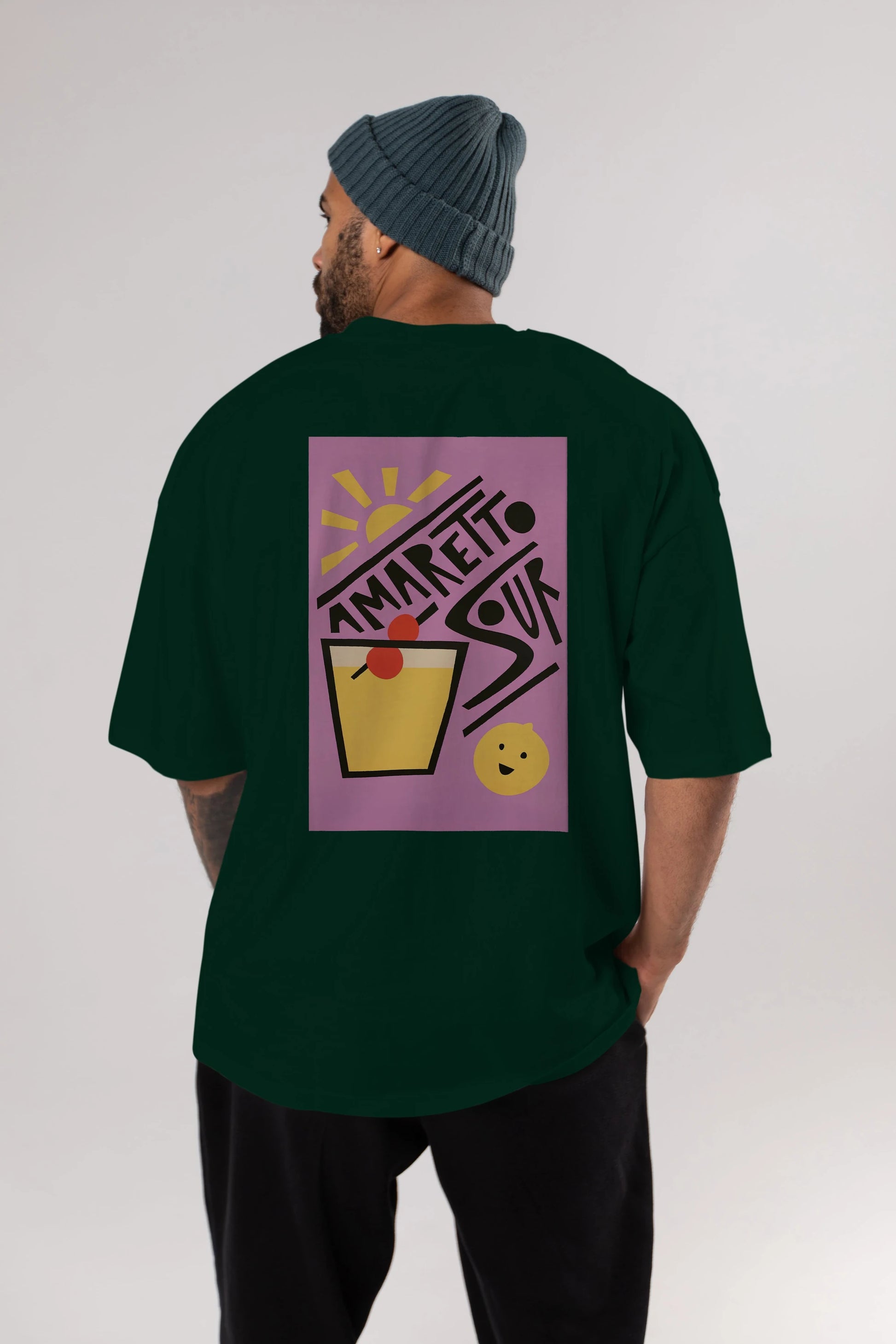 Amaretto Sour Arka Baskılı Oversize t-shirt Erkek Kadın Unisex %100 Pamuk Bisiklet Yaka tişort