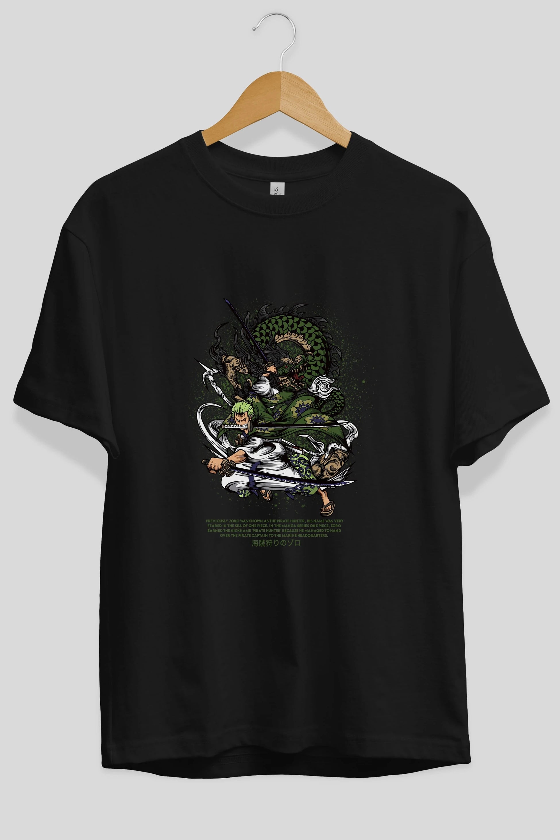 Zoro-ONE PIECE Anime Ön Baskılı Oversize t-shirt %100 pamuk Erkek Kadın Unisex