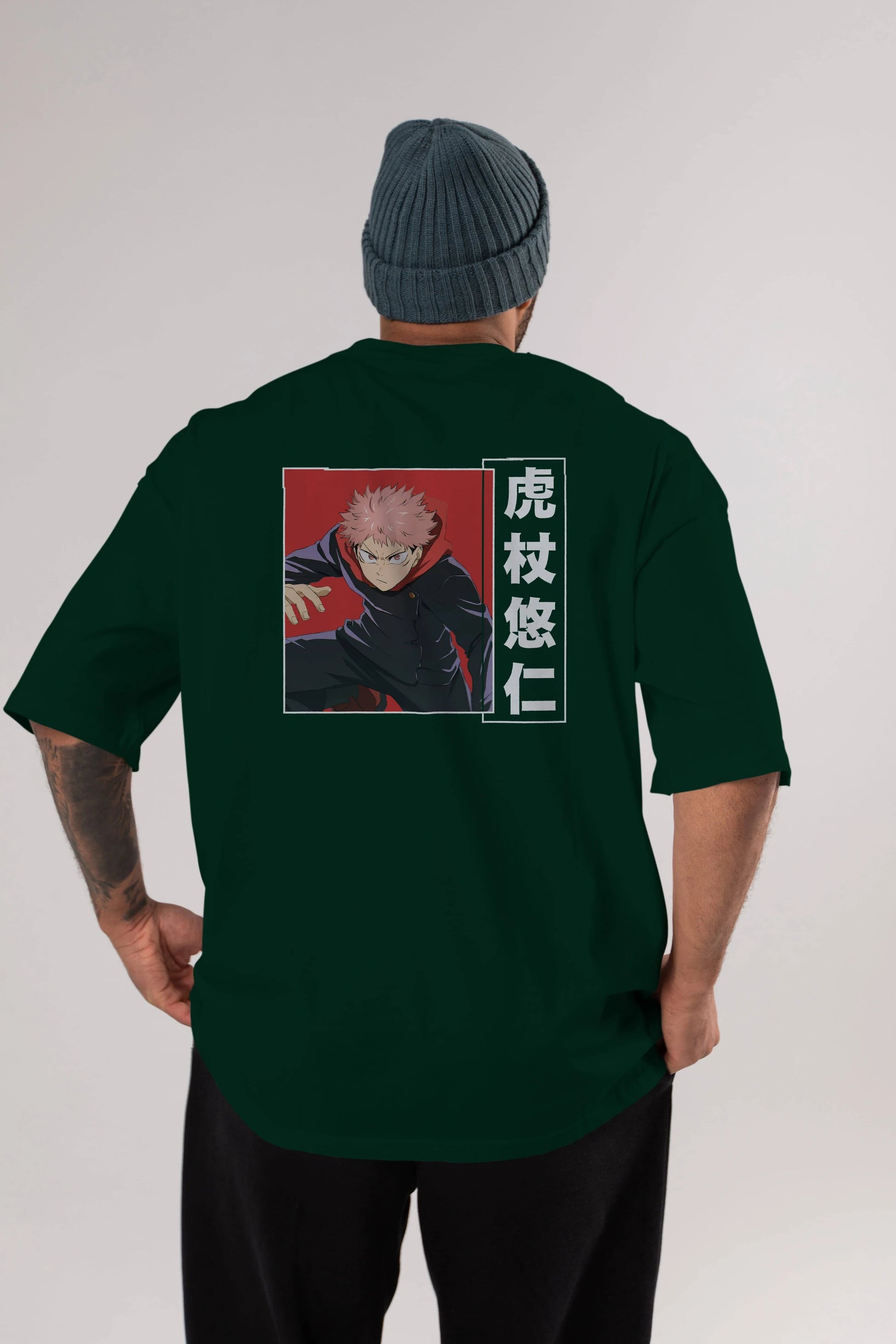 Yuuji Itadori 2 Anime Arka Baskılı Oversize t-shirt Erkek Kadın Unisex