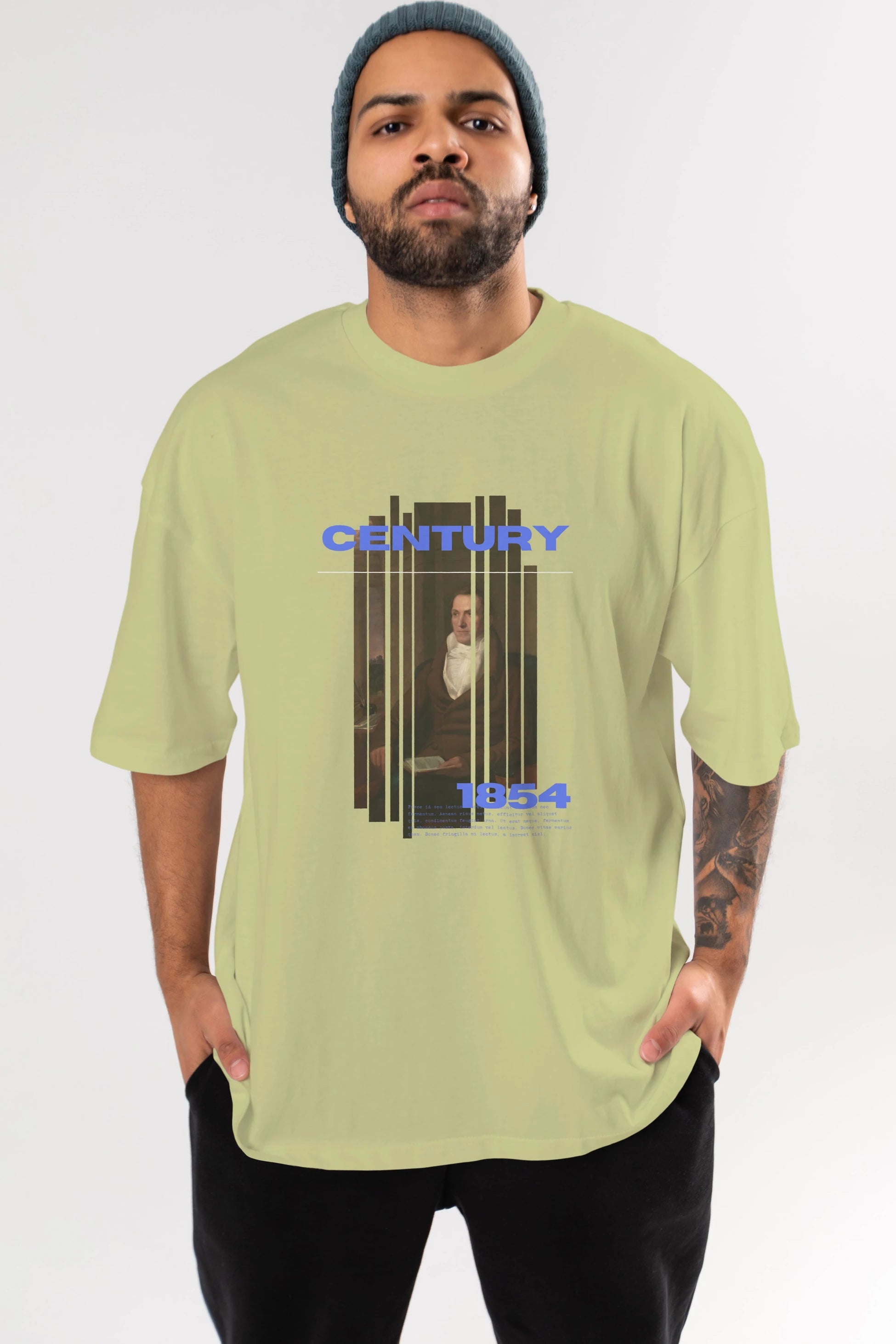 Century 1854 Yazılı Ön Baskılı Oversize t-shirt Erkek Kadın Unisex