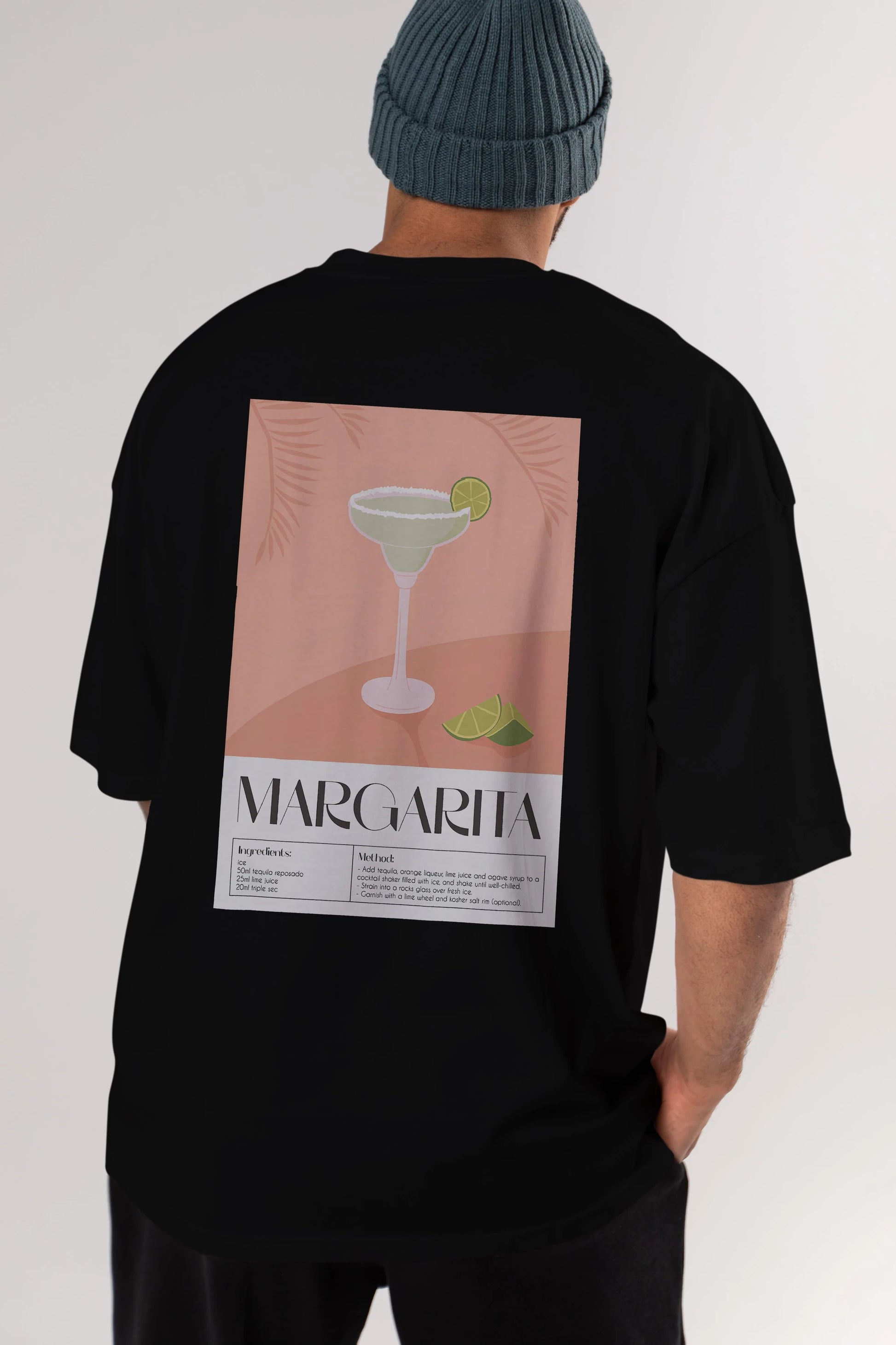 Margarita 5 Arka Baskılı Oversize t-shirt Erkek Kadın Unisex %100 Pamuk Bisiklet Yaka tişort