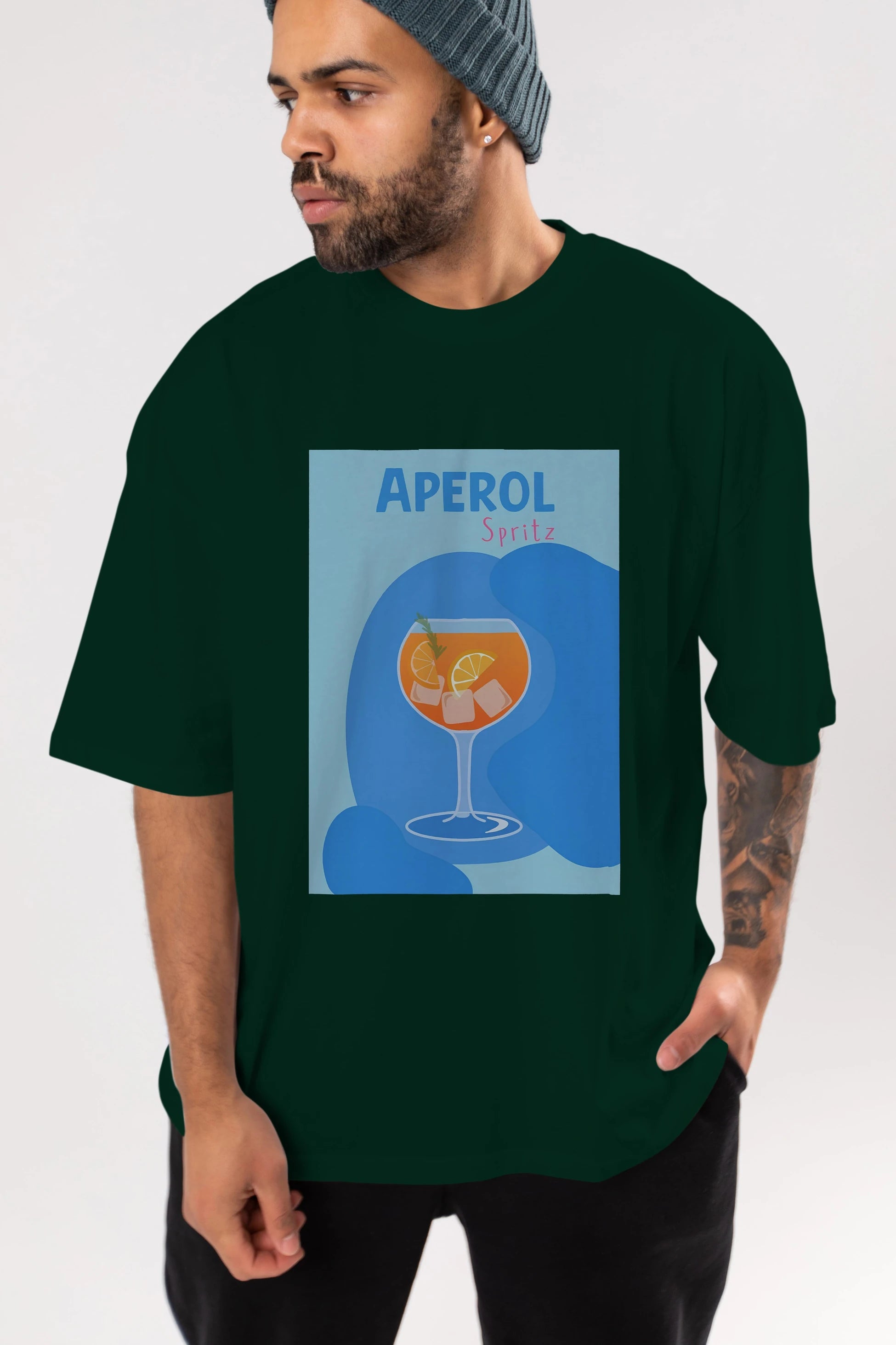 Aperol Spritz 10 Ön Baskılı Oversize t-shirt Erkek Kadın Unisex %100 Pamuk Bisiklet Yaka tişort