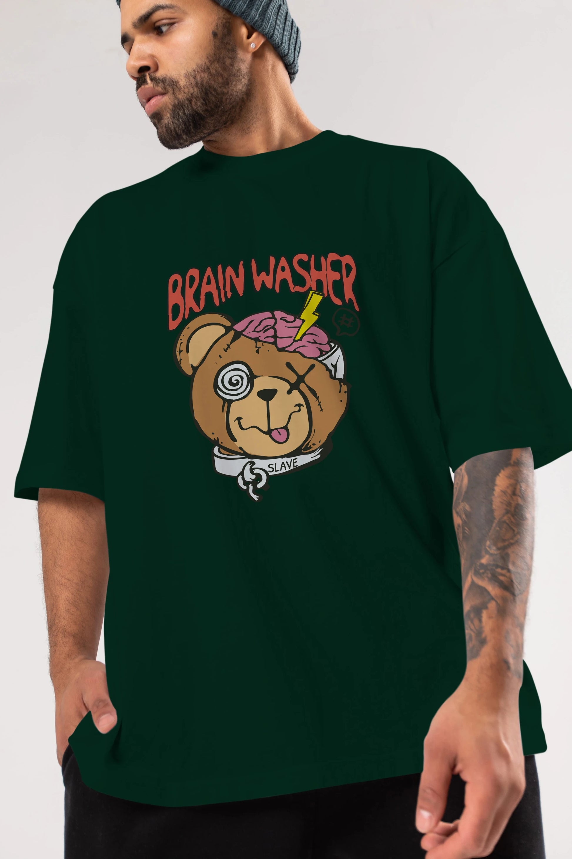 Brain Washer Ön Baskılı Oversize t-shirt Erkek Kadın Unisex