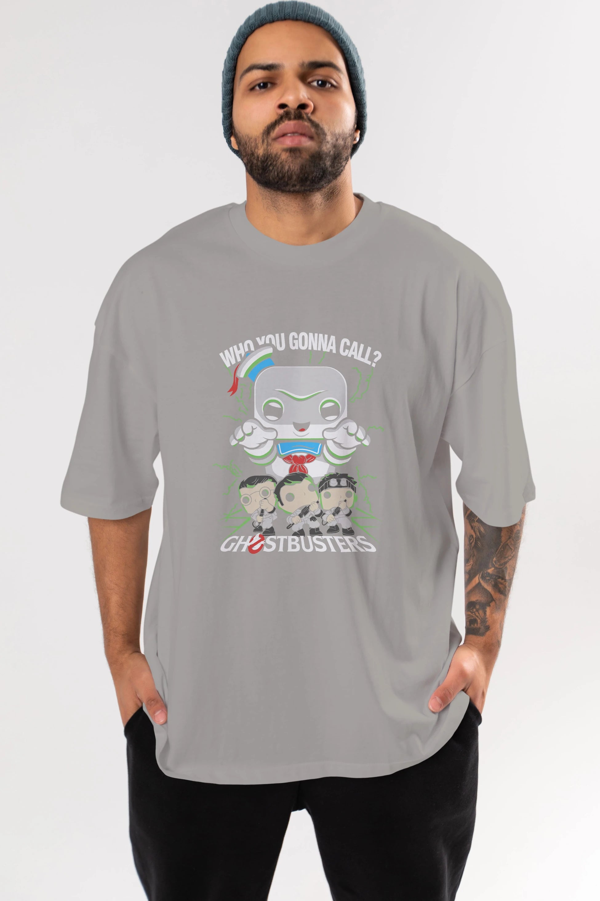 Ghostbusters Ön Baskılı Oversize t-shirt Erkek Kadın Unisex %100 Pamuk Bisiklet Yaka tişort