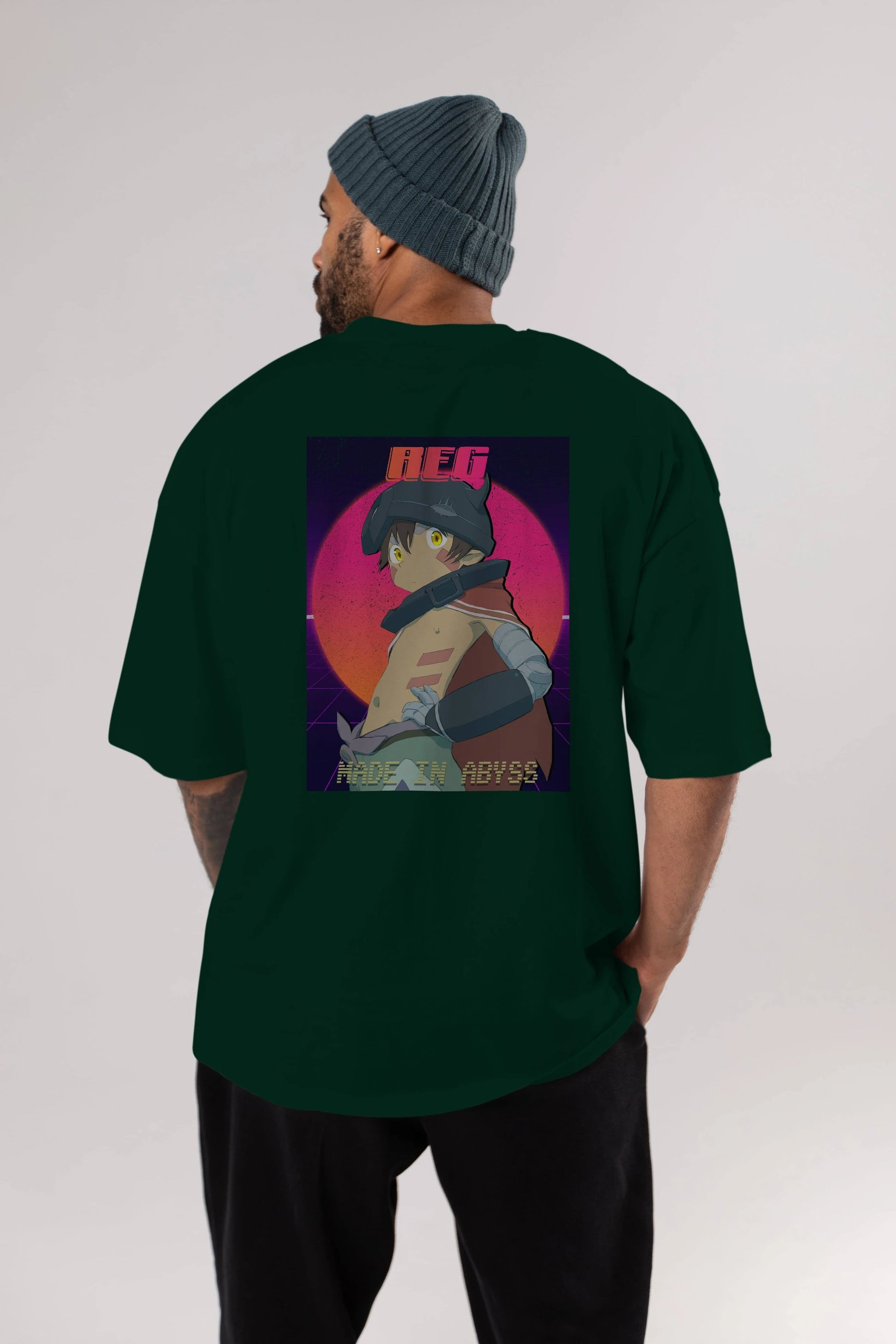 Reg 7 Anime Arka Baskılı Oversize t-shirt Erkek Kadın Unisex