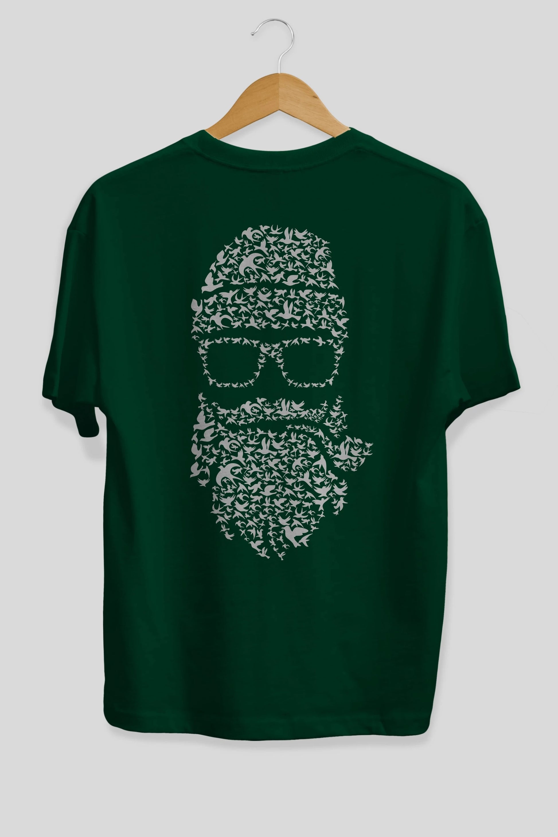Birds Beard Arka Baskılı Oversize t-shirt %100 pamuk Erkek Kadın Unisex