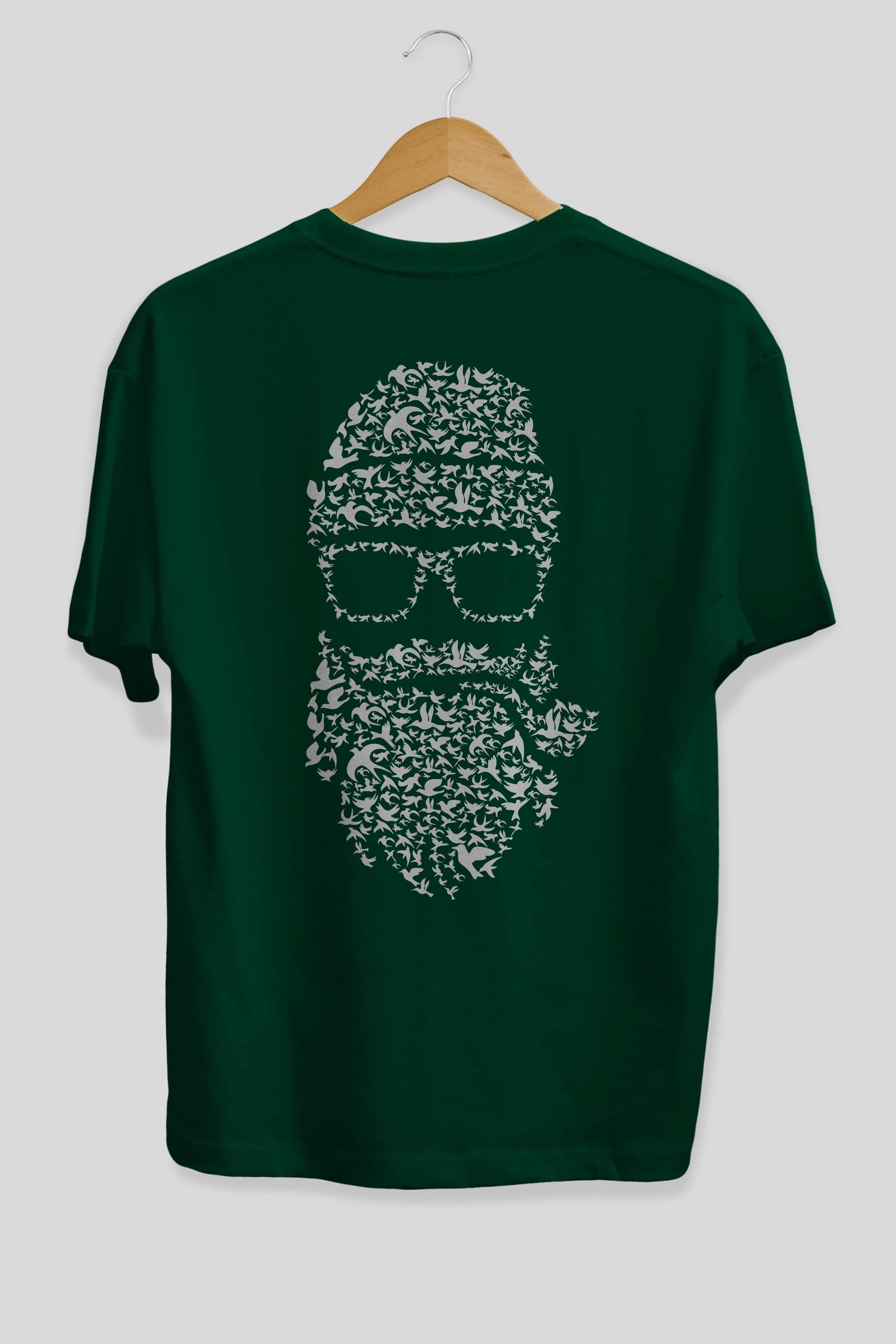 Birds Beard Arka Baskılı Oversize t-shirt %100 pamuk Erkek Kadın Unisex