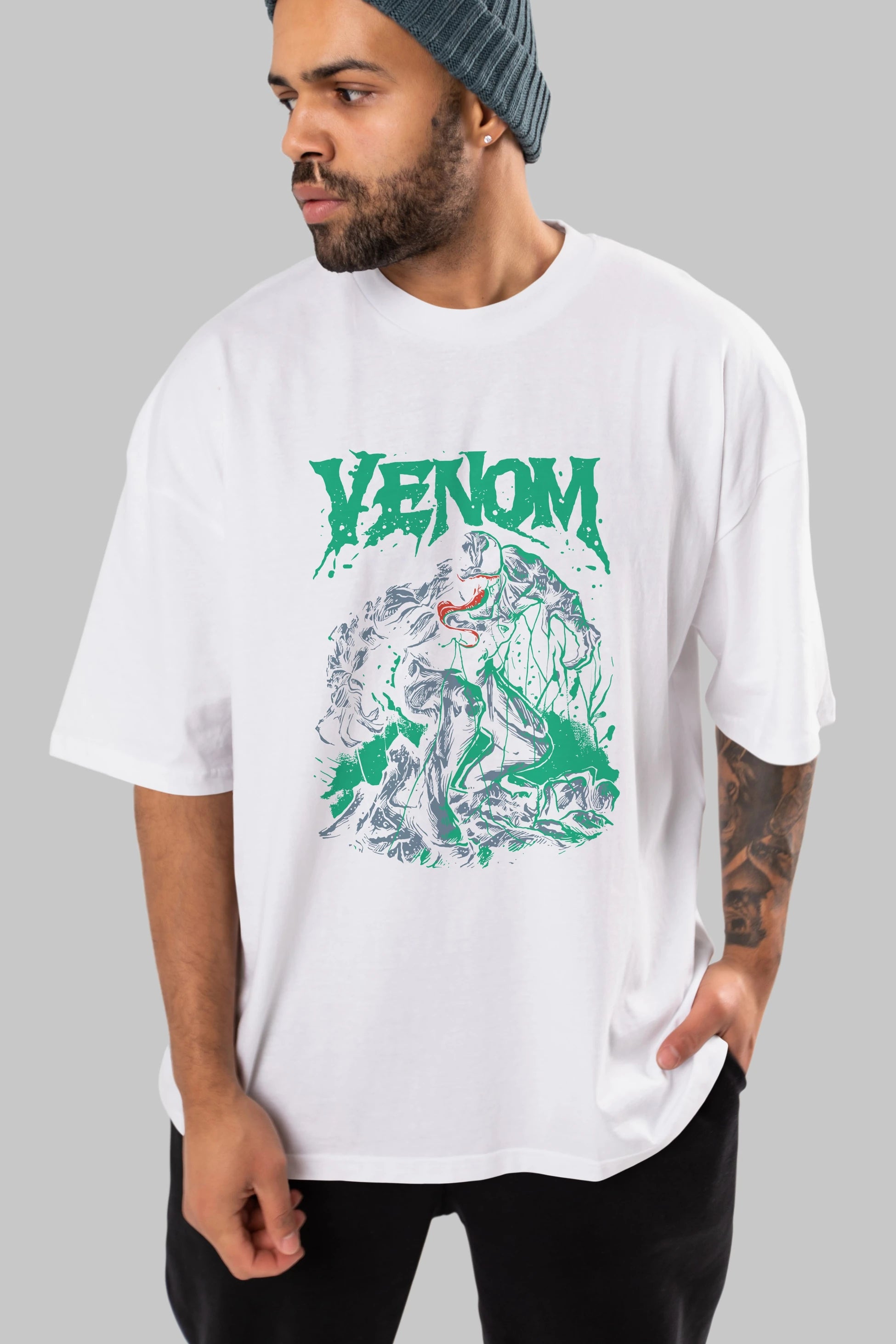 Venom (3) Ön Baskılı Oversize t-shirt Erkek Kadın Unisex %100 Pamuk Bisiklet Yaka tişort