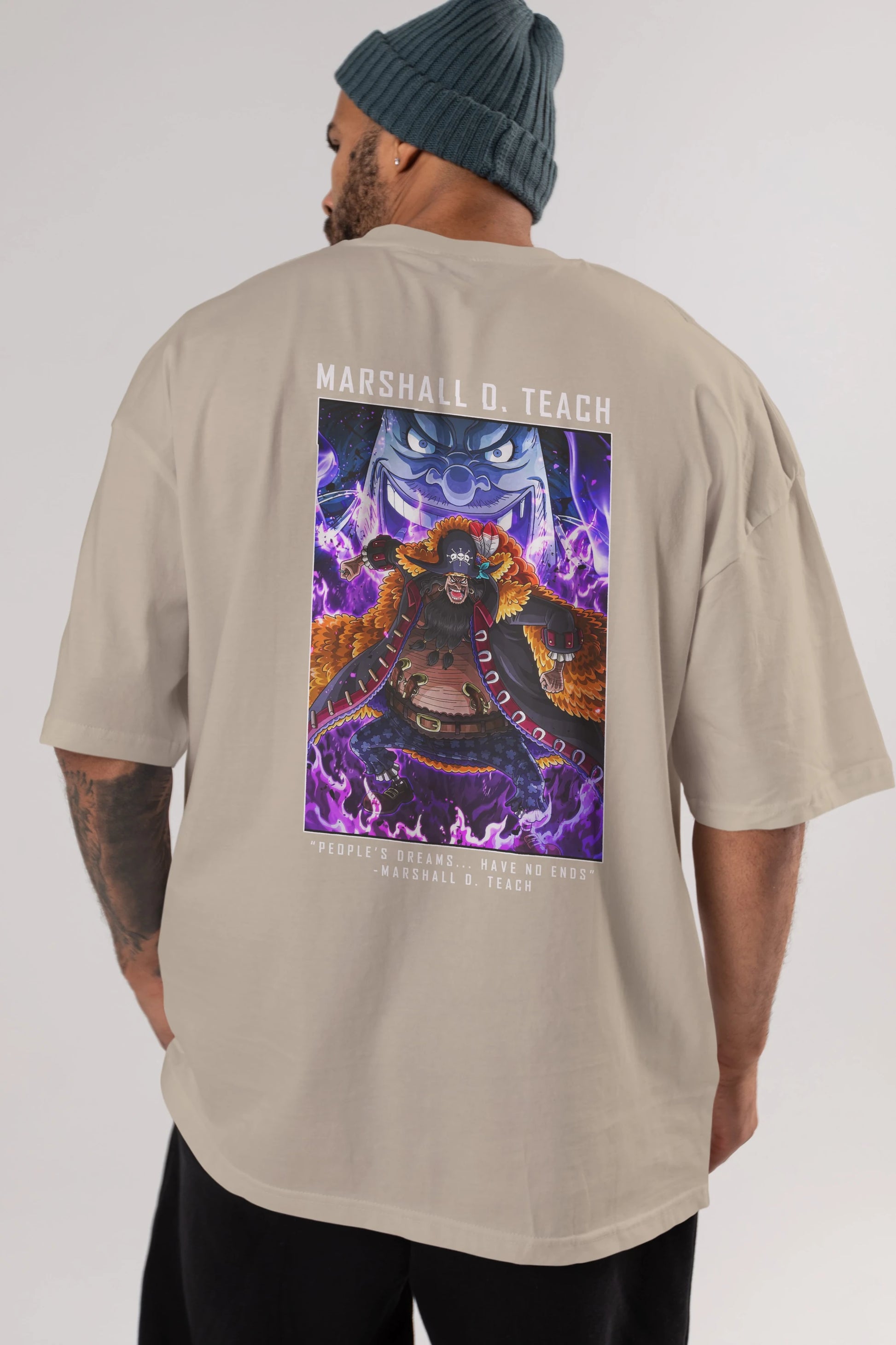 Blackbeard Anime Arka Baskılı Oversize t-shirt Erkek Kadın Unisex %100 pamuk tişort