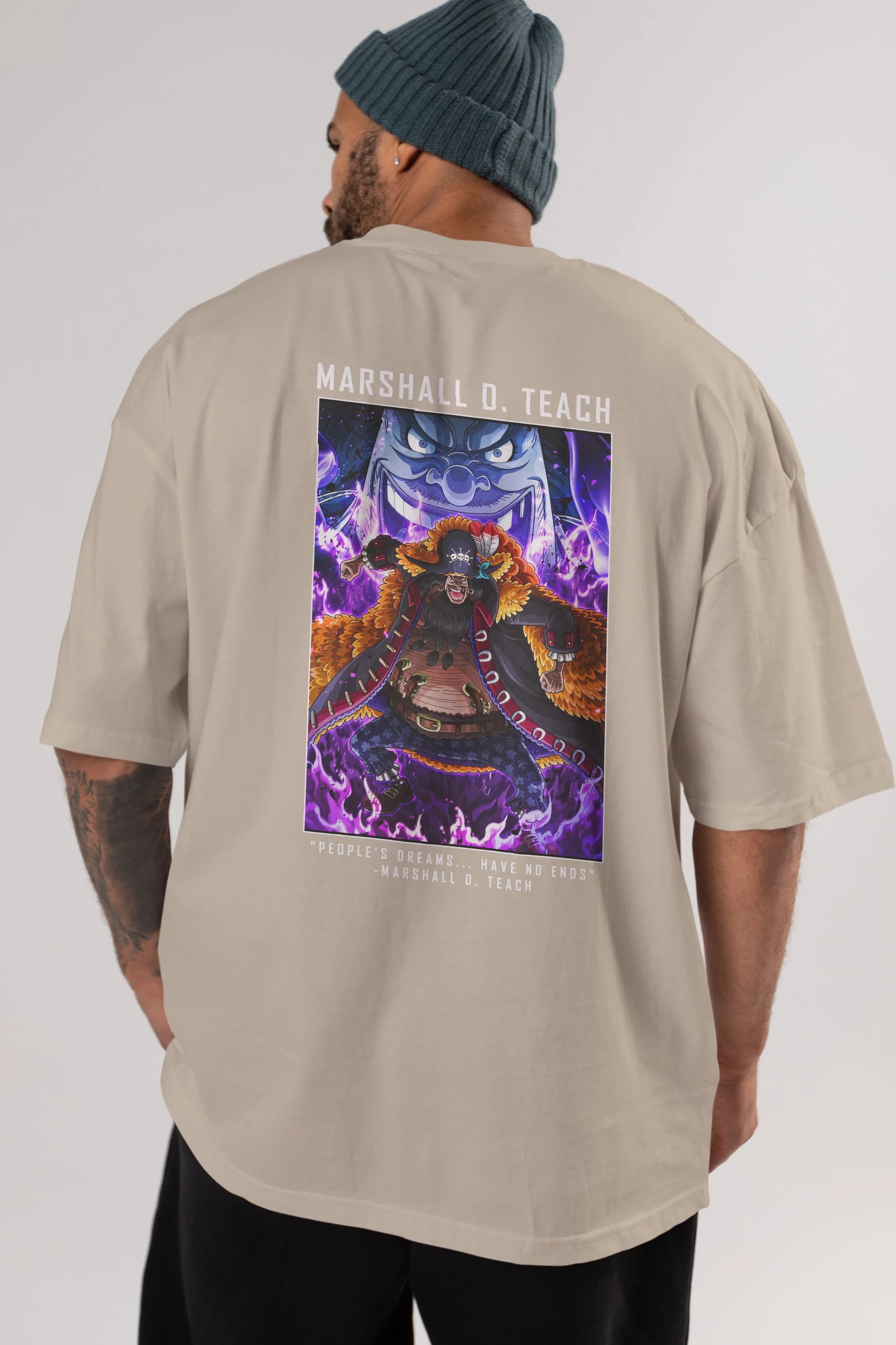 Blackbeard Anime Arka Baskılı Oversize t-shirt Erkek Kadın Unisex %100 pamuk tişort