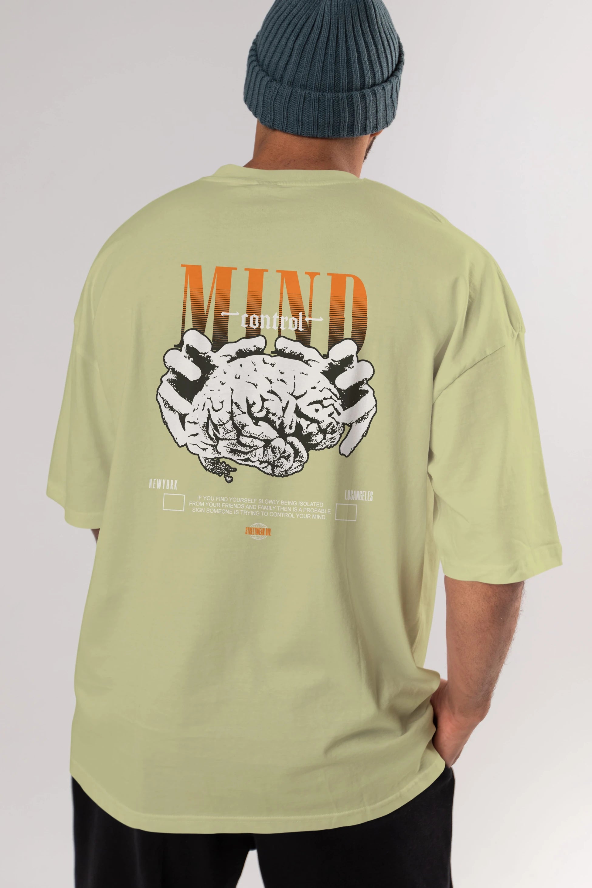 Mind Control Arka Baskılı Oversize t-shirt Erkek Kadın Unisex