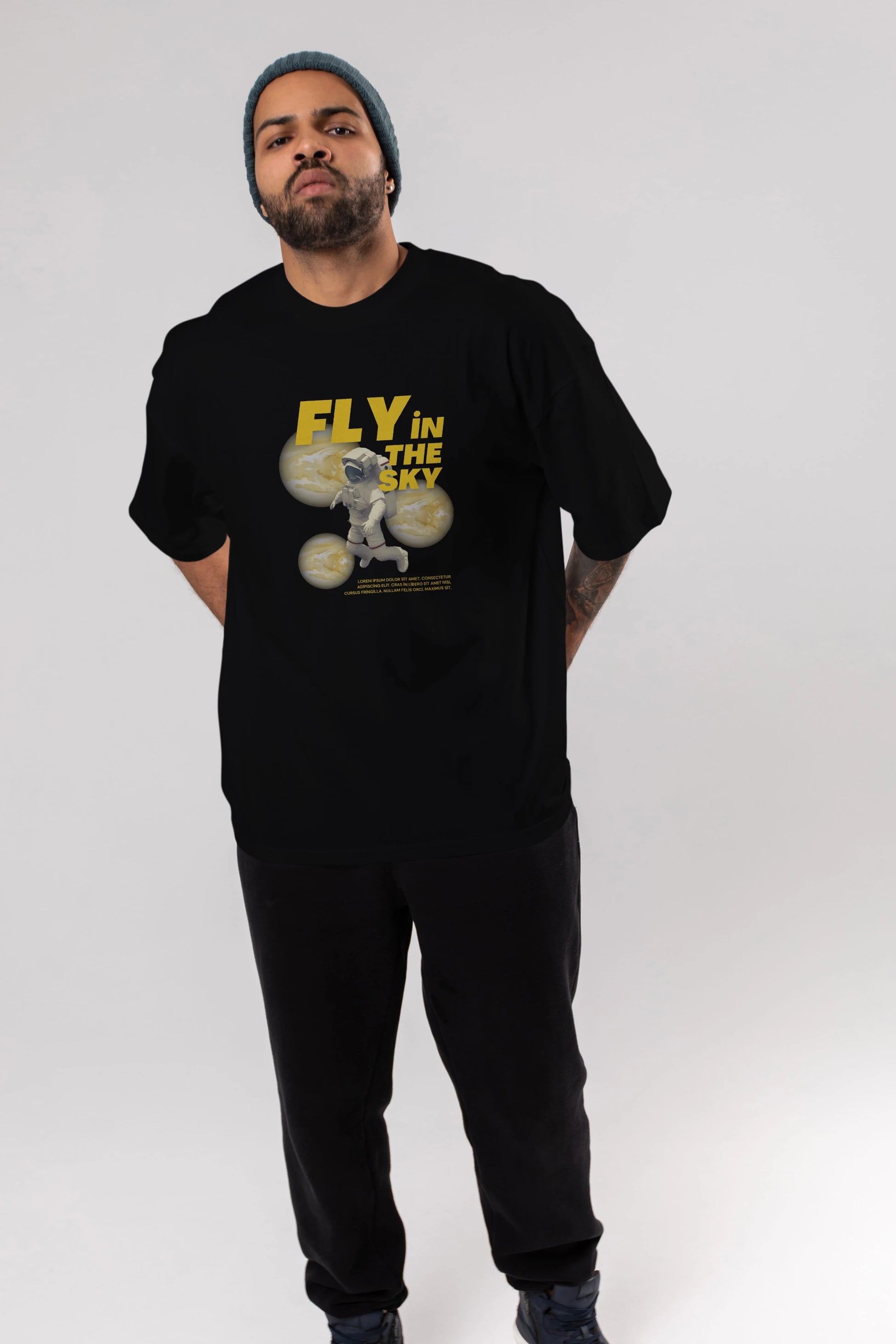 Fly in The Sky Ön Baskılı Oversize t-shirt Erkek Kadın Unisex