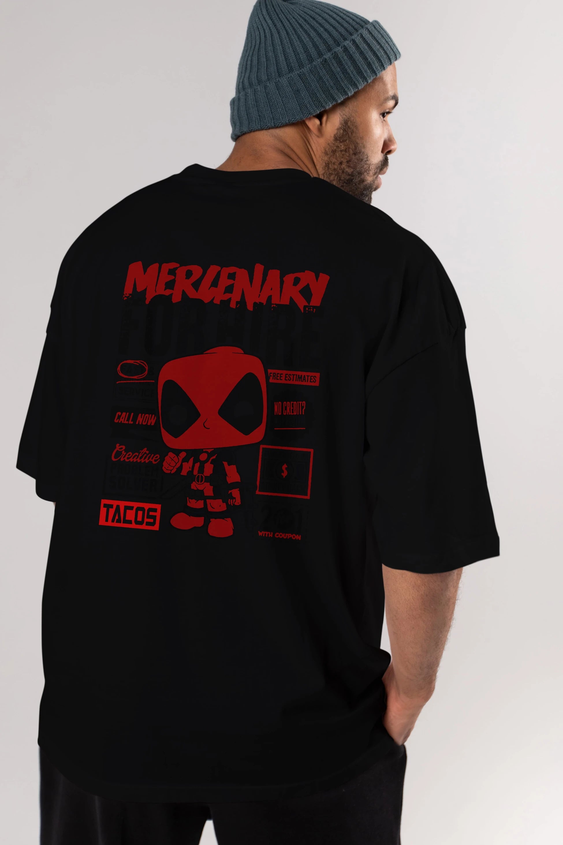 Deadpool (18) Arka Baskılı Oversize t-shirt Erkek Kadın Unisex %100 Pamuk Bisiklet Yaka tişort