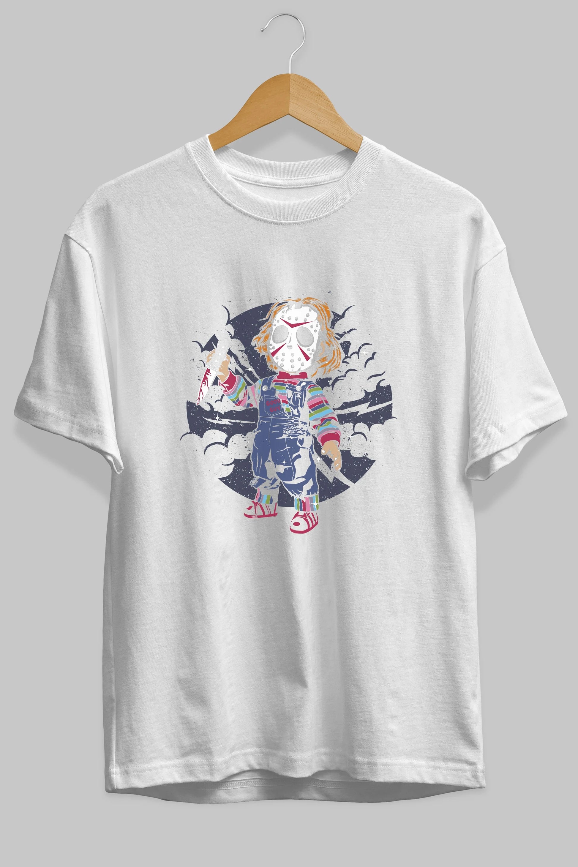 Chucky Ön Baskılı Oversize t-shirt Erkek Kadın Unisex %100 Pamuk tişort