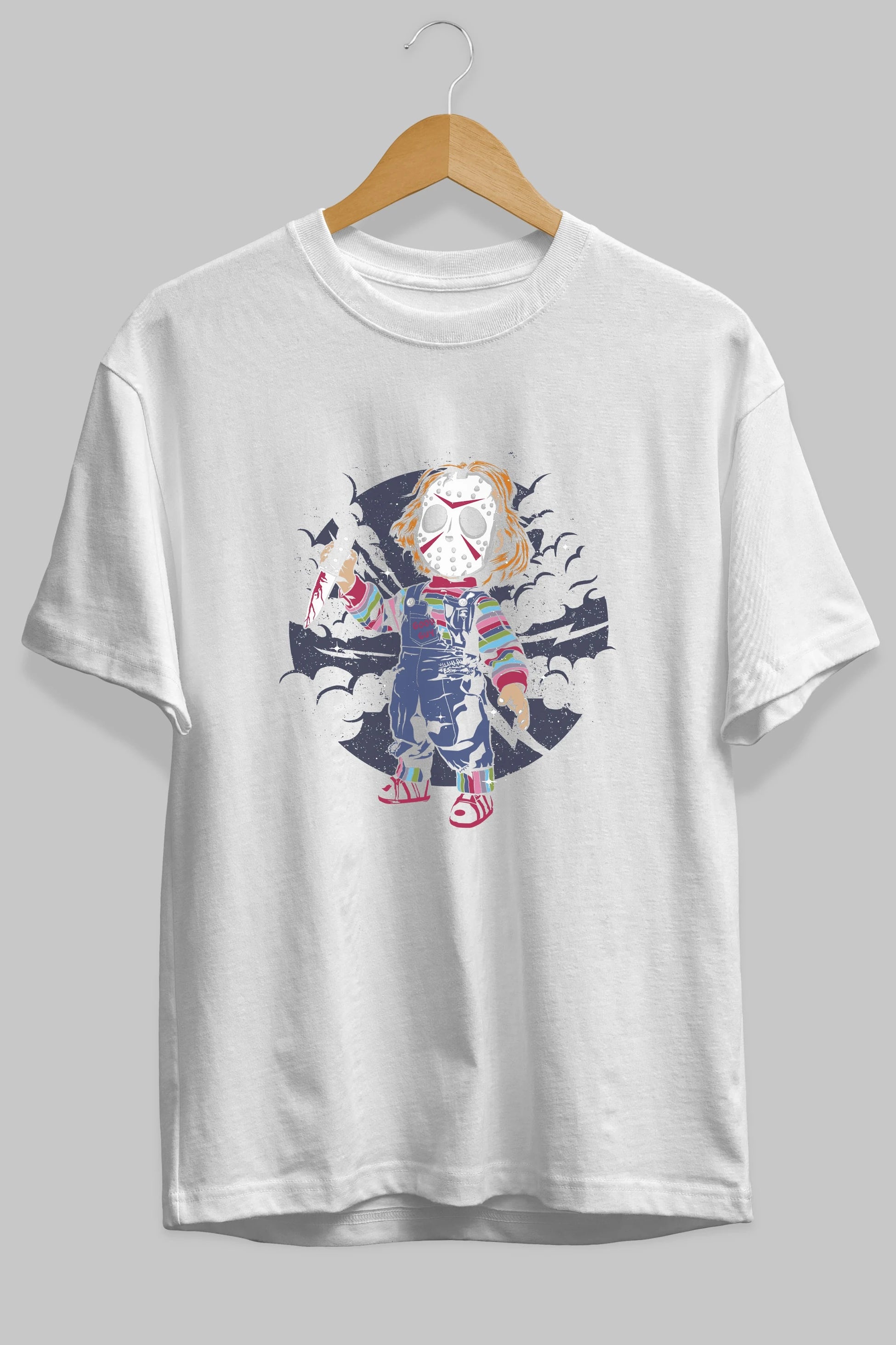 Chucky Ön Baskılı Oversize t-shirt Erkek Kadın Unisex %100 Pamuk tişort