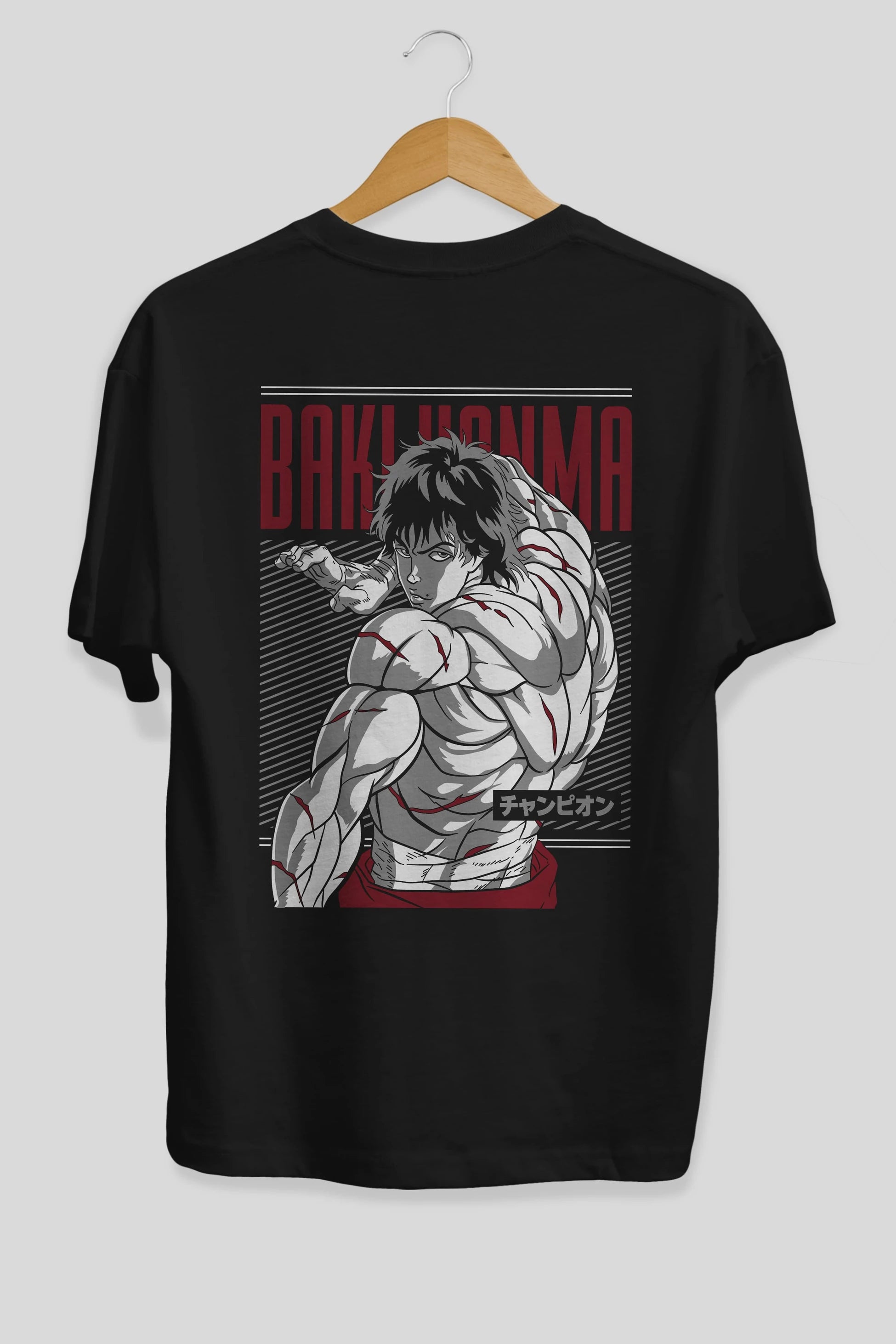 BAKI HANMA Anime Arka Baskılı Oversize t-shirt Erkek Kadın Unisex