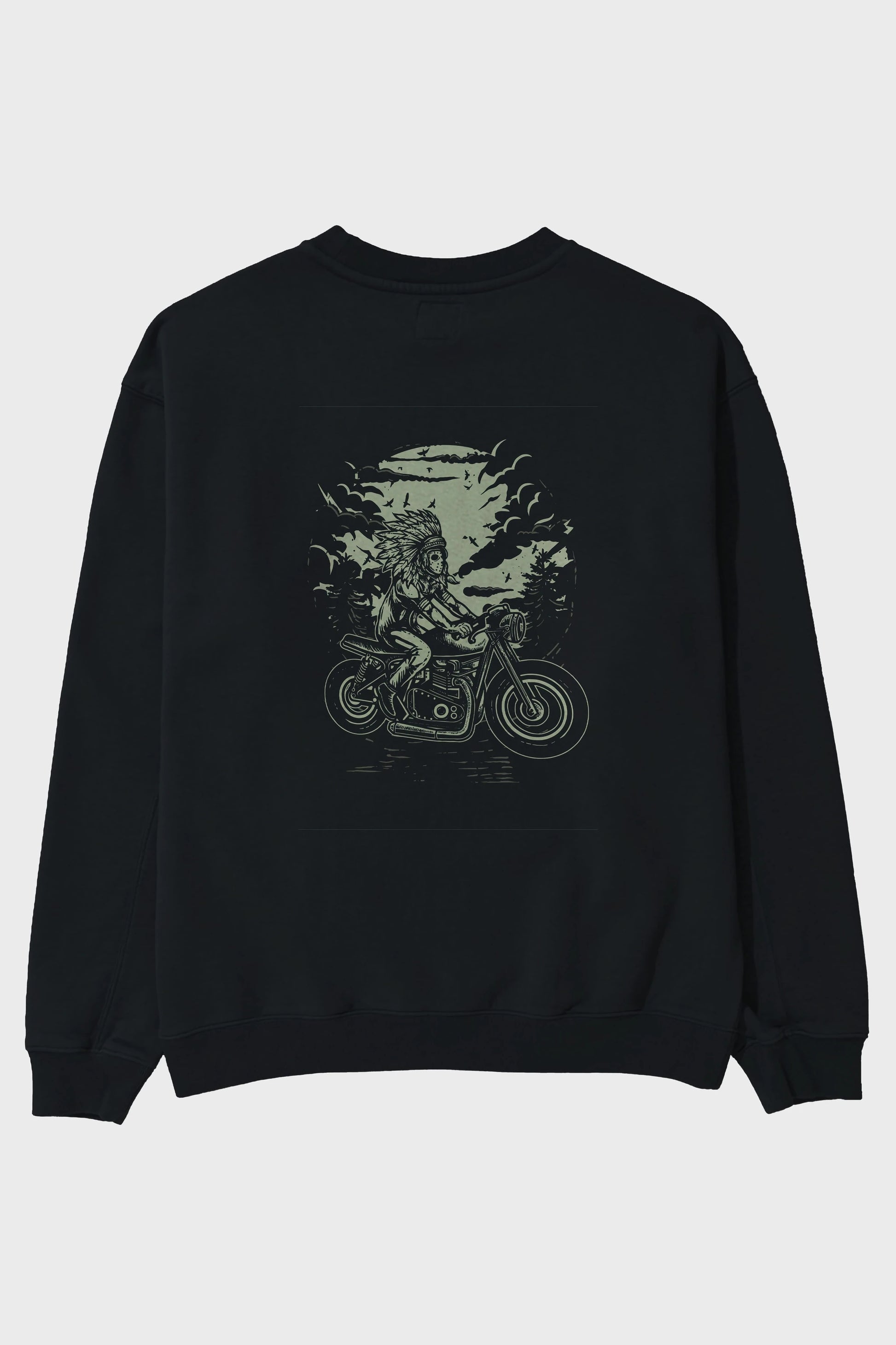 Indian Chief Rider Arka Baskılı Oversize Sweatshirt Erkek Kadın Unisex