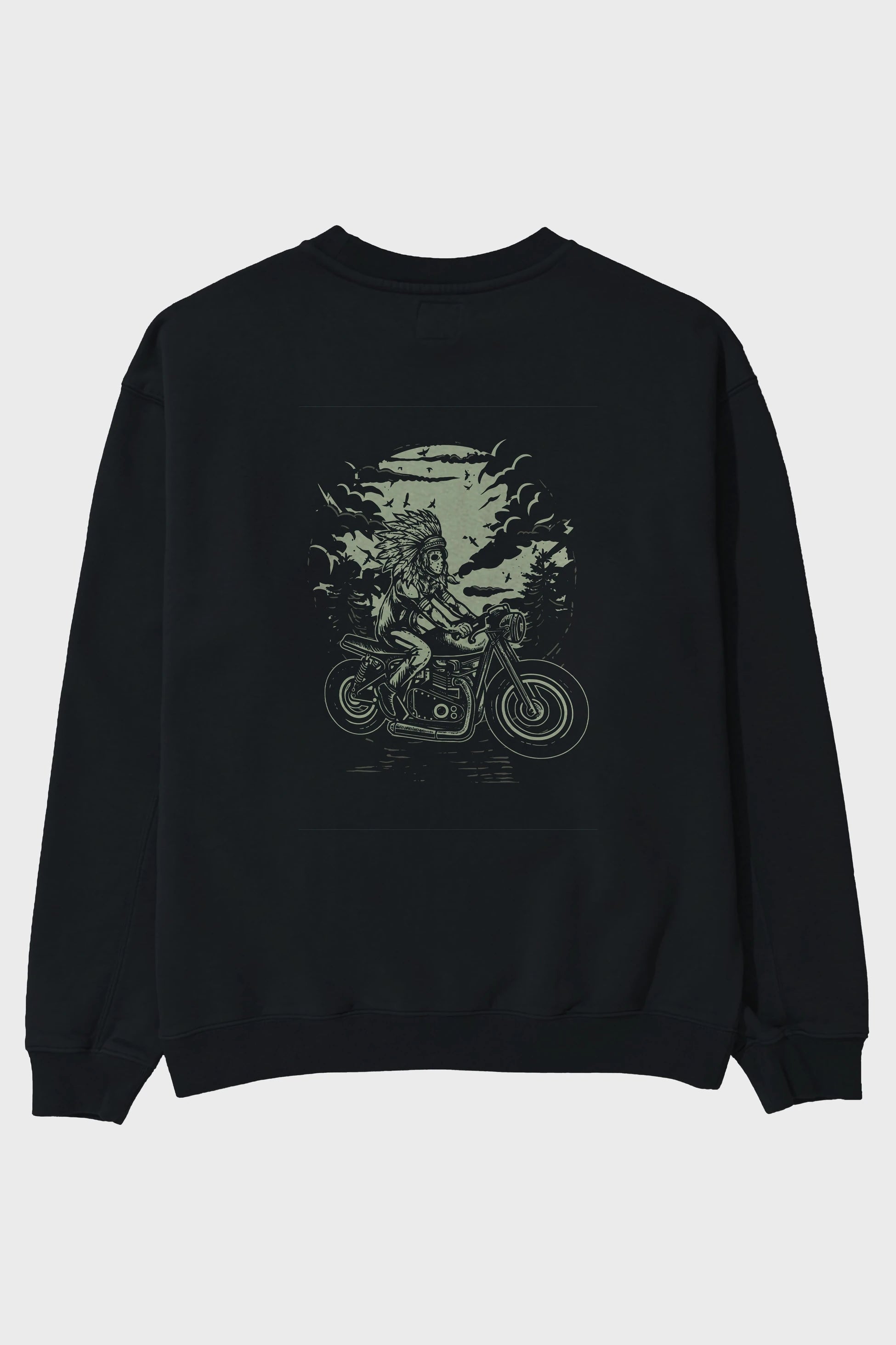 Indian Chief Rider Arka Baskılı Oversize Sweatshirt Erkek Kadın Unisex