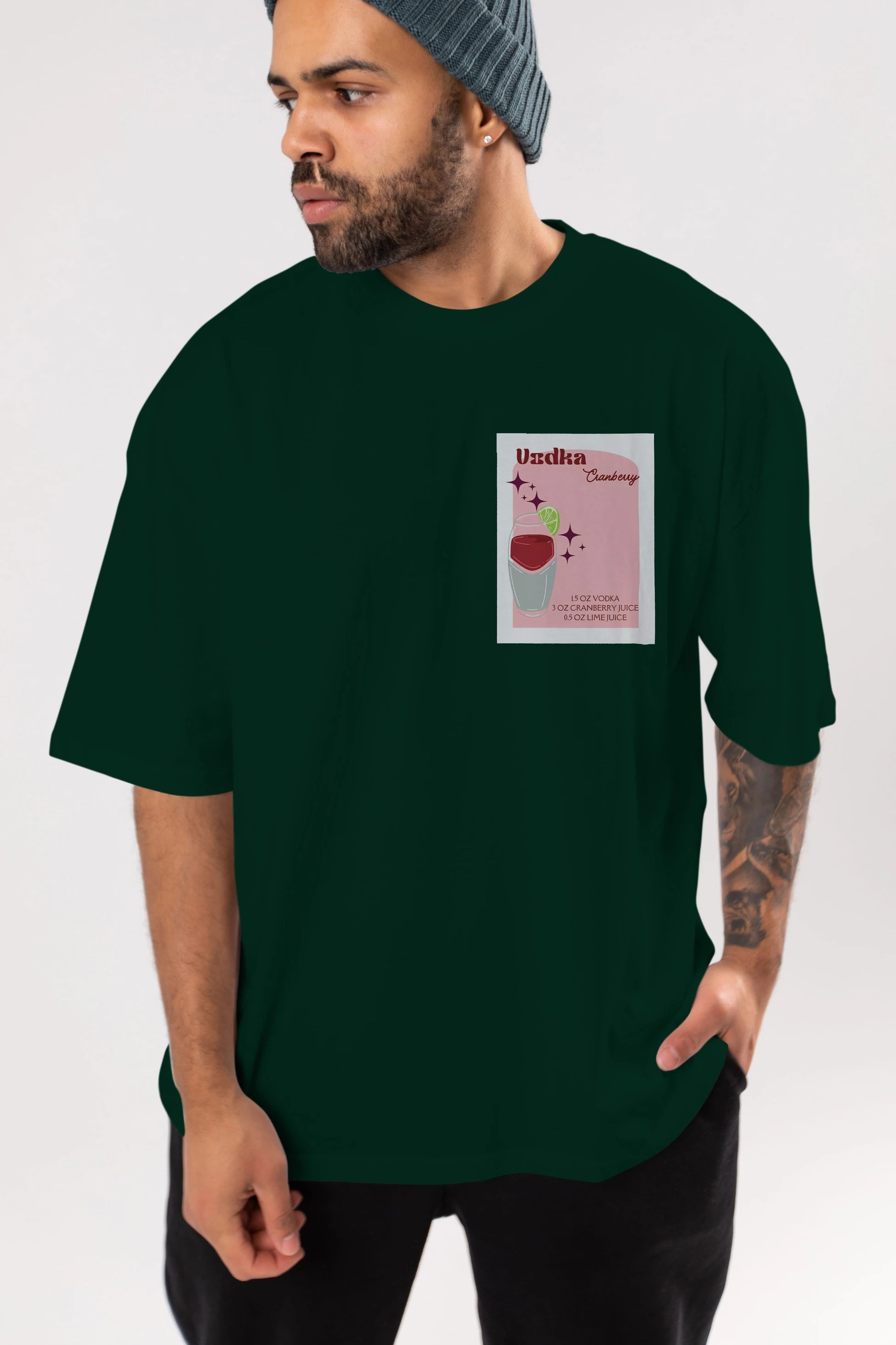 Vodka Cranberry 2 Ön Sol Baskılı Oversize t-shirt Erkek Kadın Unisex %100 Pamuk Bisiklet Yaka tişort