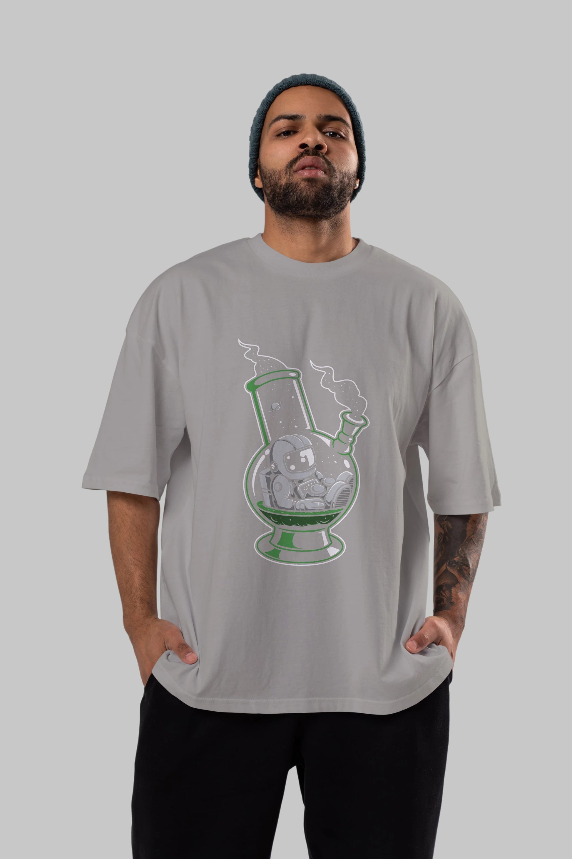 Astronaut Bong Ön Baskılı Oversize t-shirt Erkek Kadın Unisex