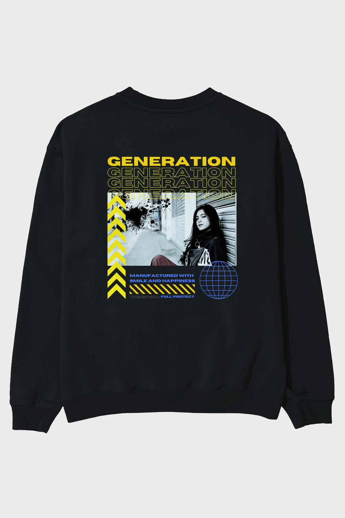 Generation Yazılı Arka Baskılı Oversize Sweatshirt Erkek Kadın Unisex