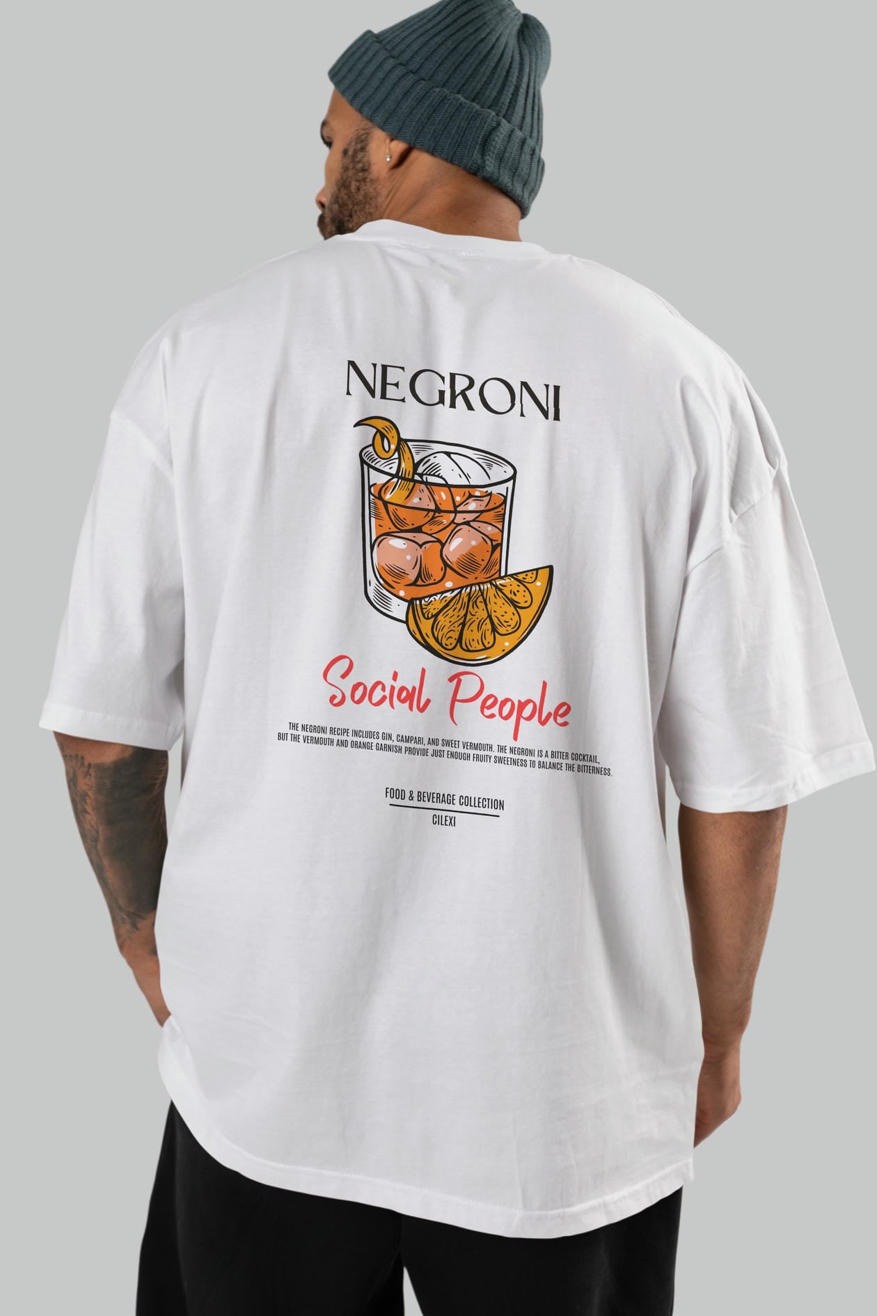 Negroni Kokteyl Serisi Baskılı Oversize t-shirt Erkek Kadın Unisex %100 Pamuk Bisiklet Yaka tişort