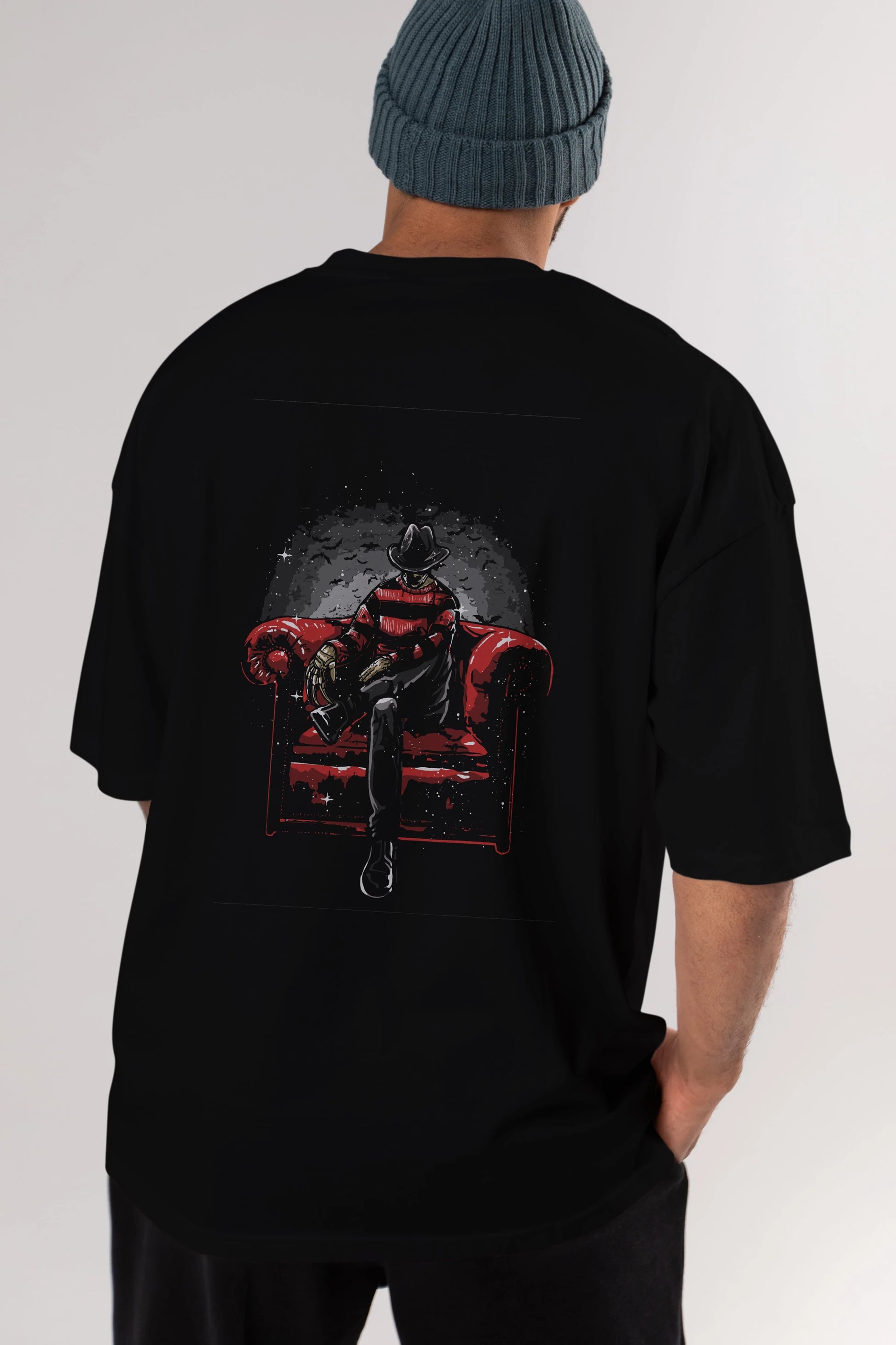 Nightmare Side Arka Baskılı Oversize t-shirt Erkek Kadın Unisex %100 Pamuk