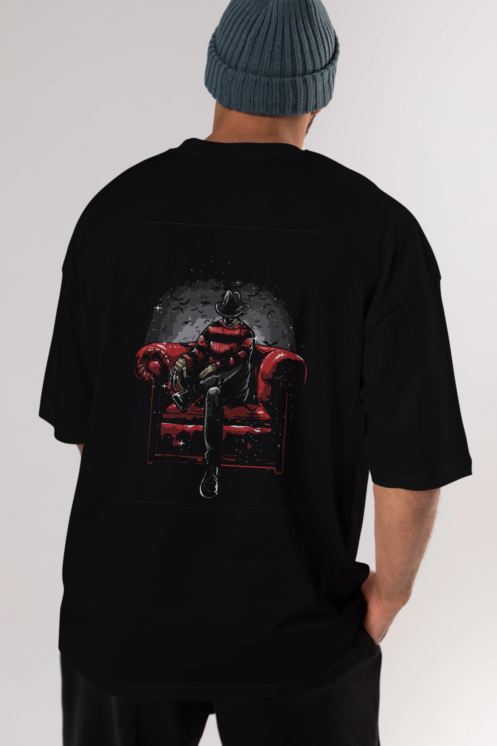 Nightmare Side Arka Baskılı Oversize t-shirt Erkek Kadın Unisex %100 Pamuk