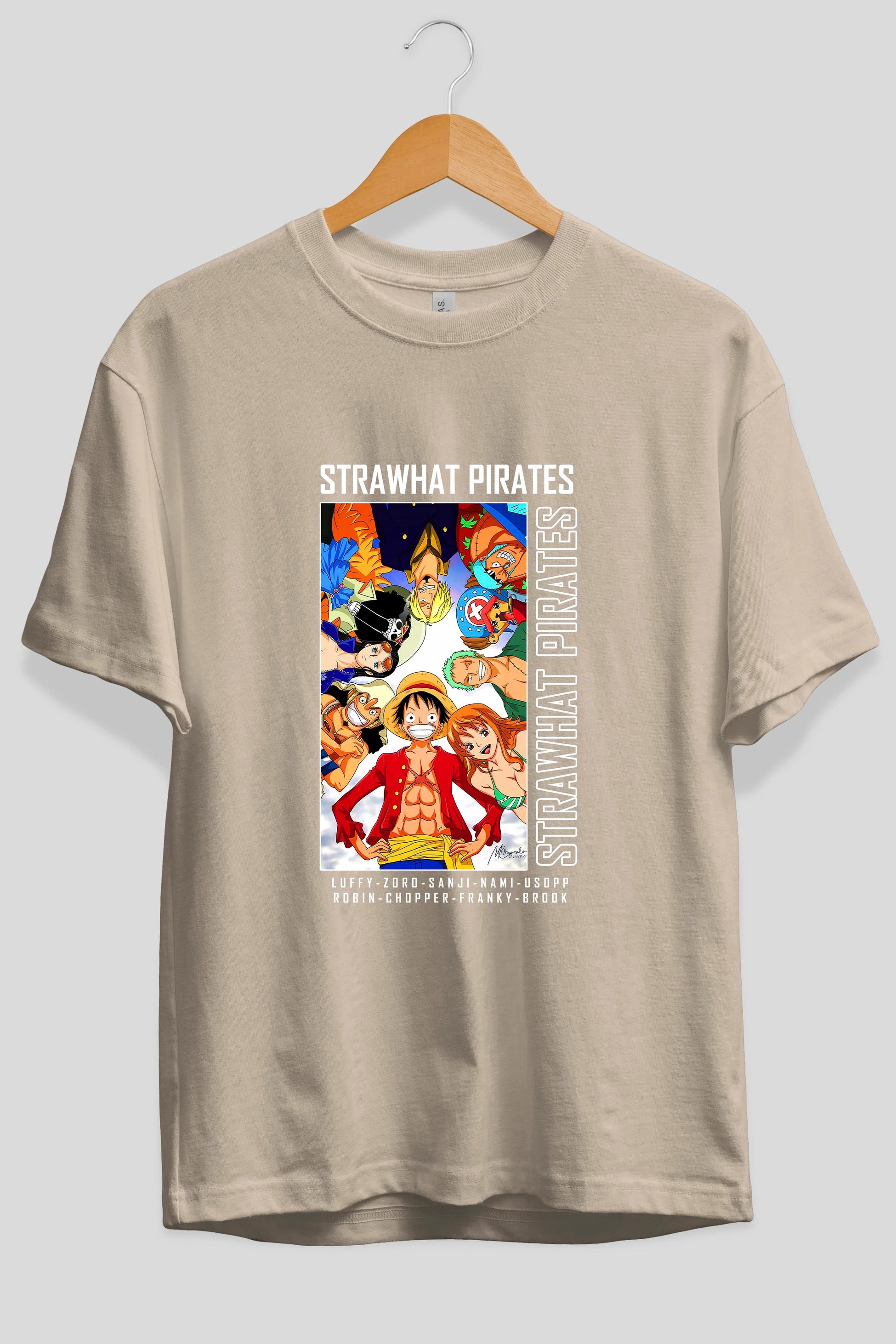 Luffy Strahwat Anime Ön Baskılı Oversize t-shirt Erkek Kadın Unisex
