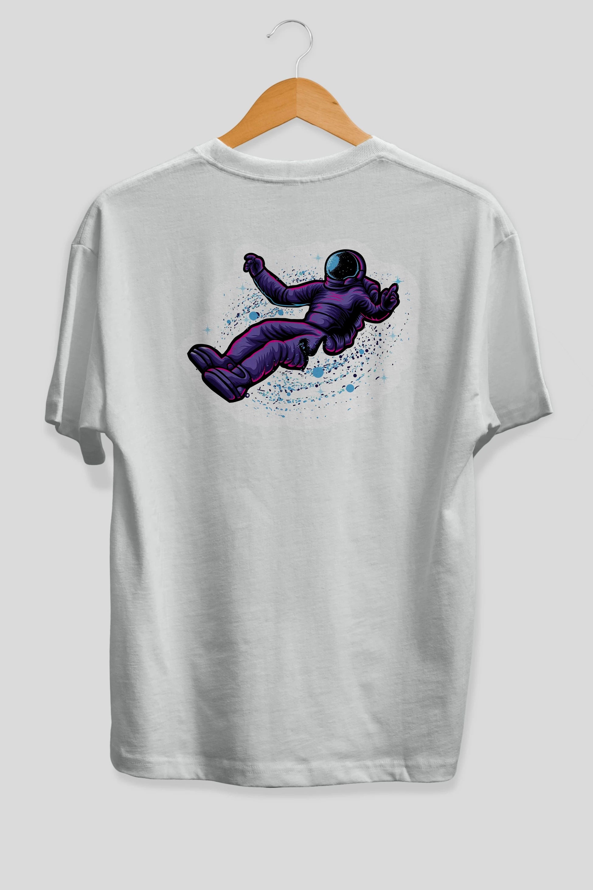 Having fun in outer space sticker Arka Baskılı Oversize t-shirt Erkek Kadın Unisex