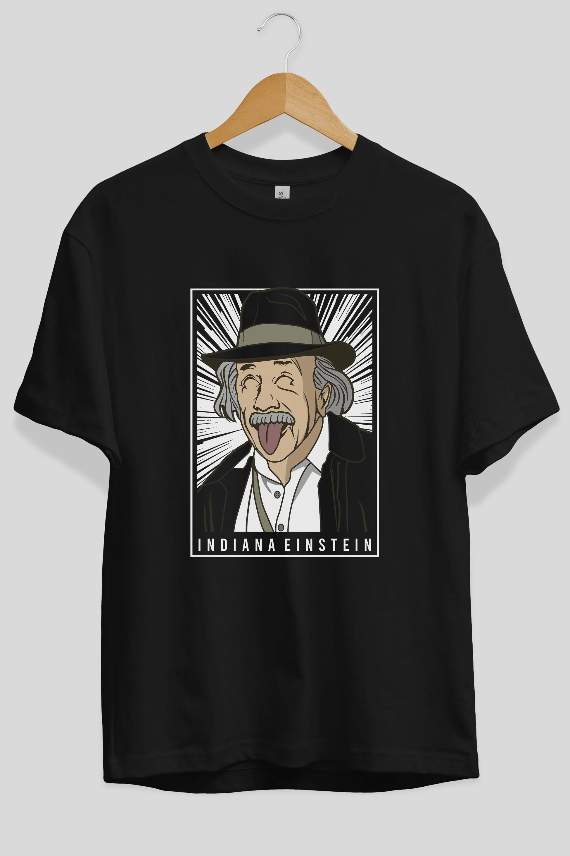 Indiana Jones Einstein Ön Baskılı Oversize t-shirt Erkek Kadın Unisex %100 Pamuk tişort