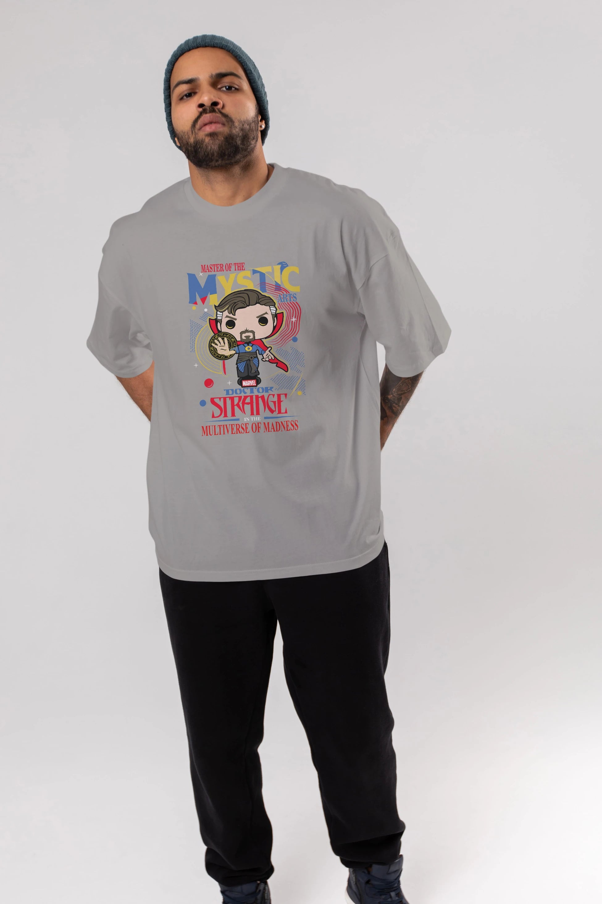 Doctor Strange Ön Baskılı Oversize t-shirt Erkek Kadın Unisex %100 Pamuk Bisiklet Yaka tişort